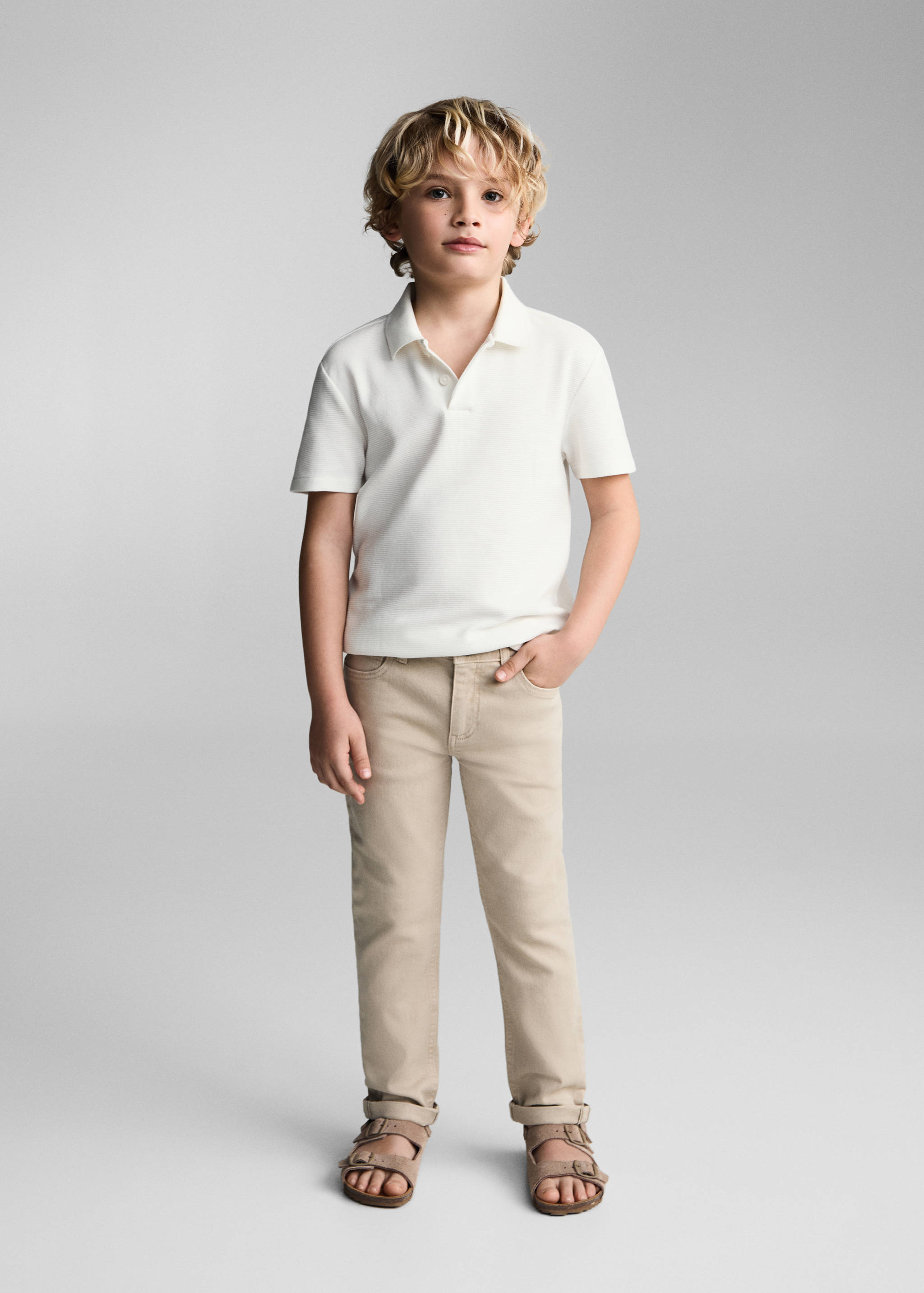 Textured cotton polo shirt - General plane