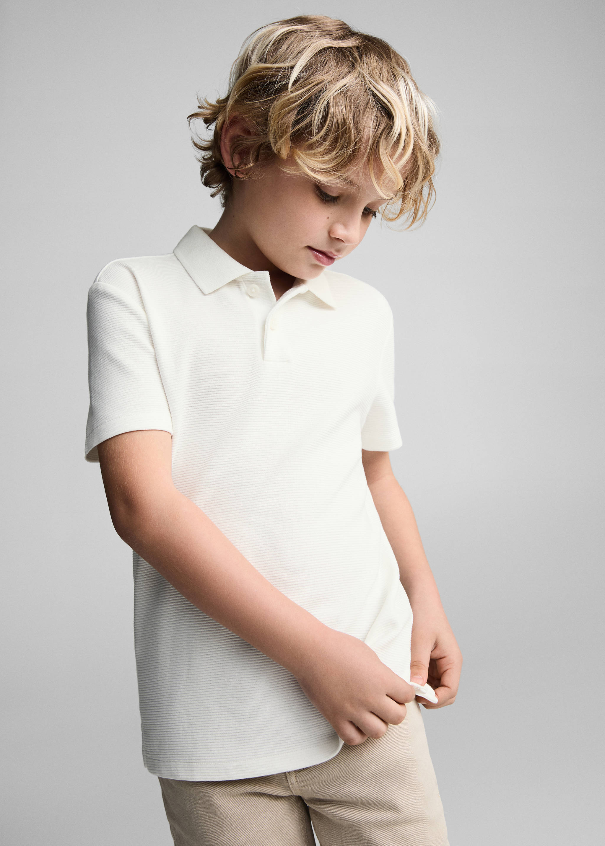 Textured cotton polo shirt - Medium plane