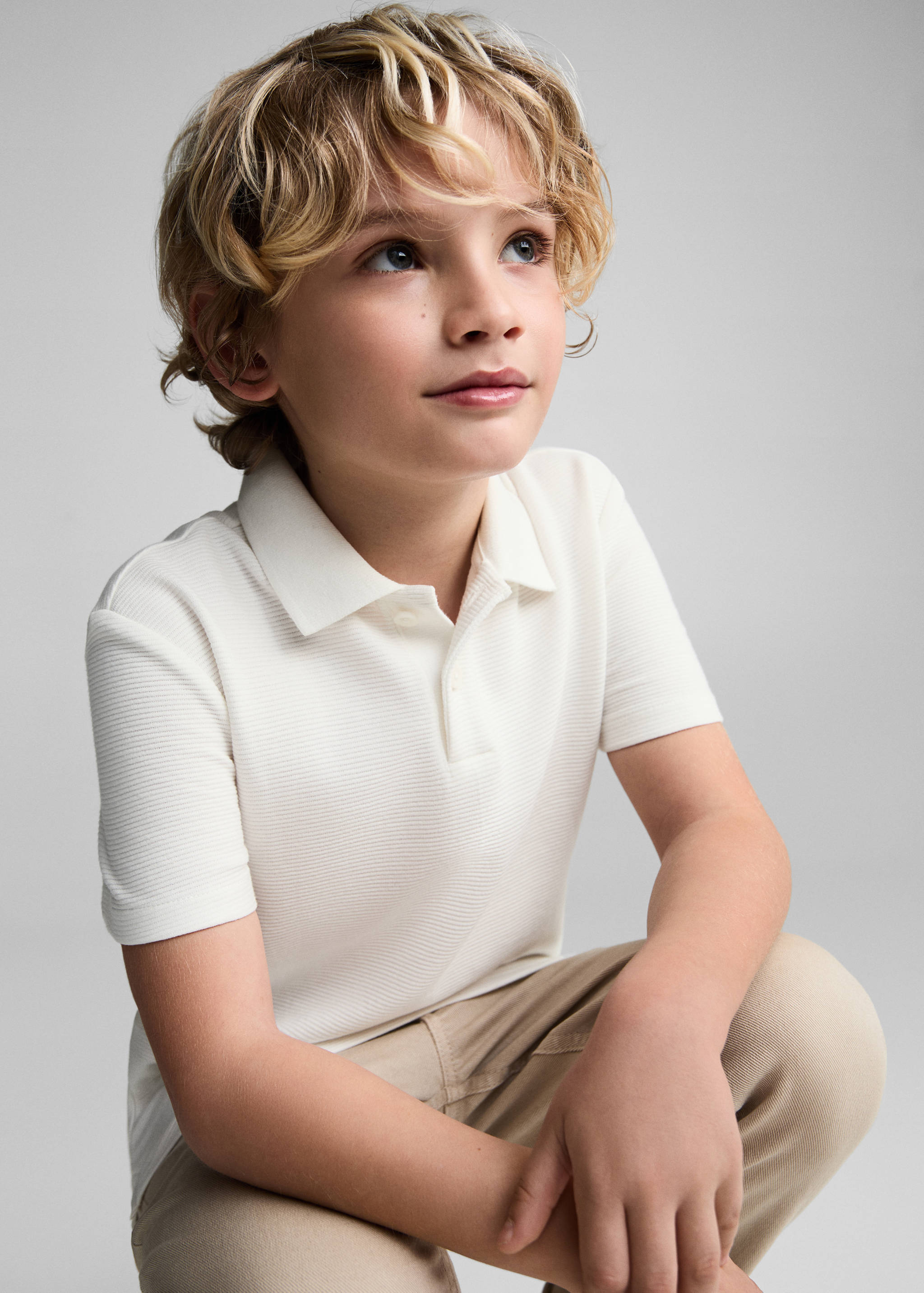 Textured cotton polo shirt - Details of the article 1