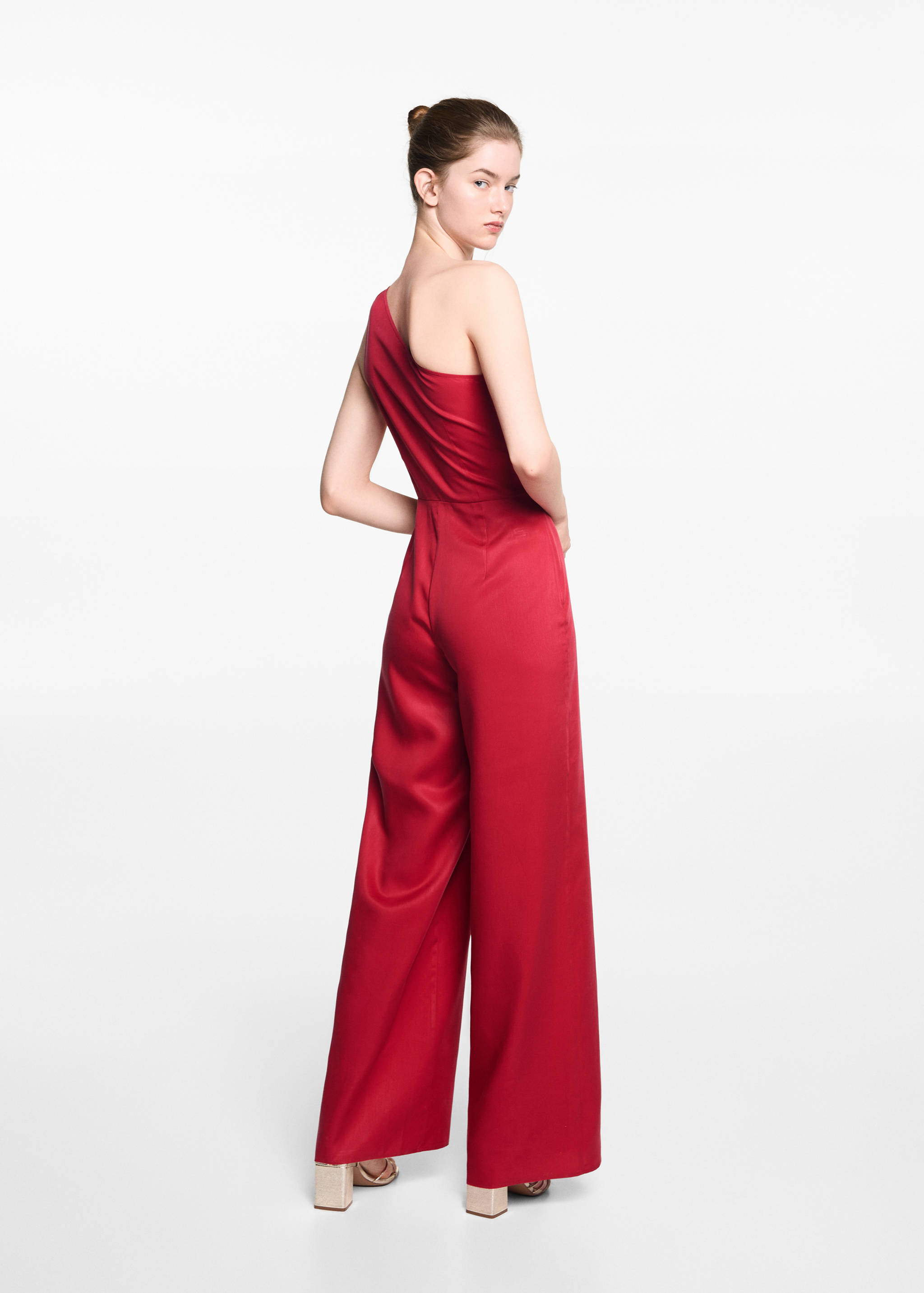 Asymmetrical satin jumpsuit - Reverse of the article