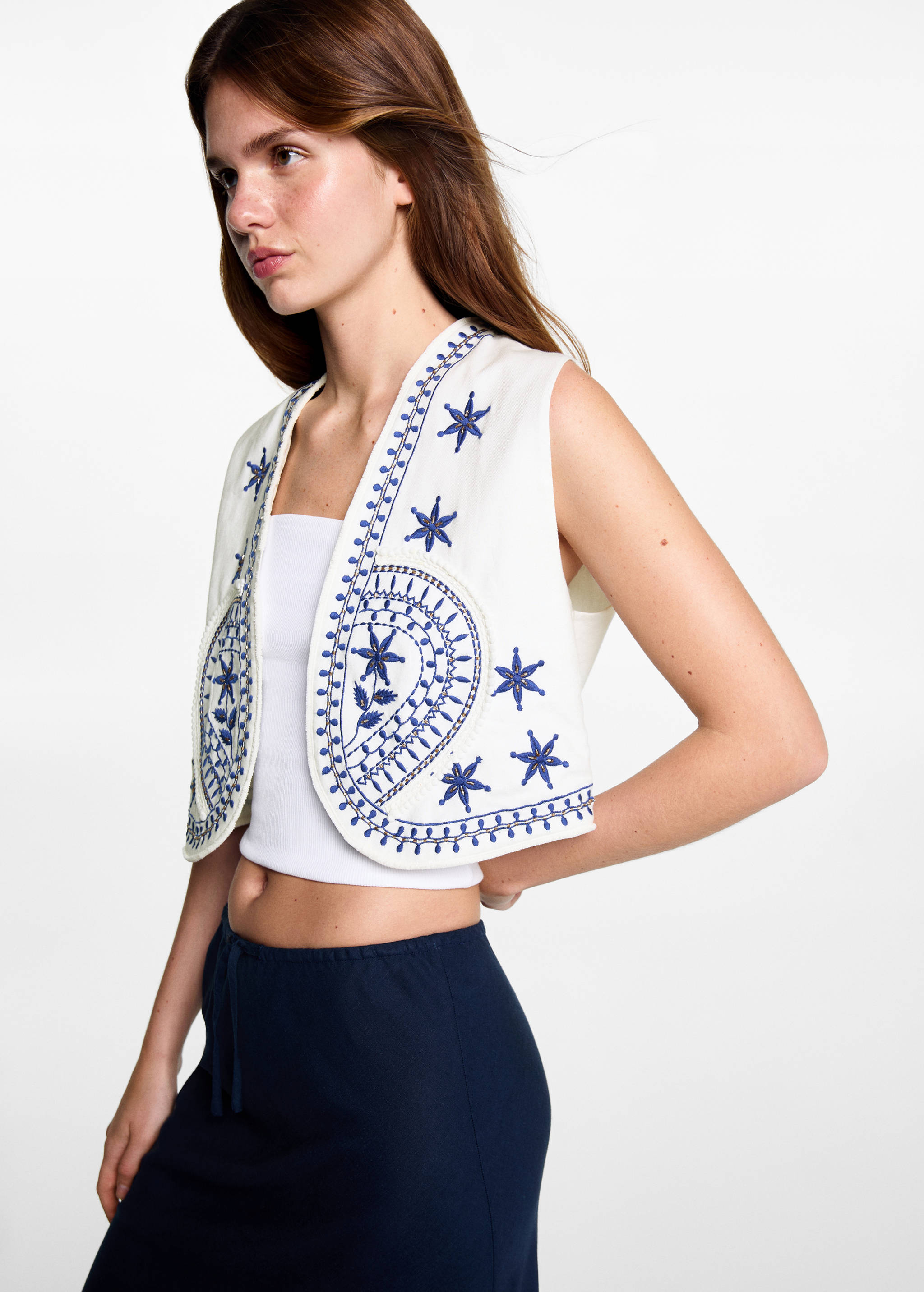 Beaded embroidered vest - Medium plane