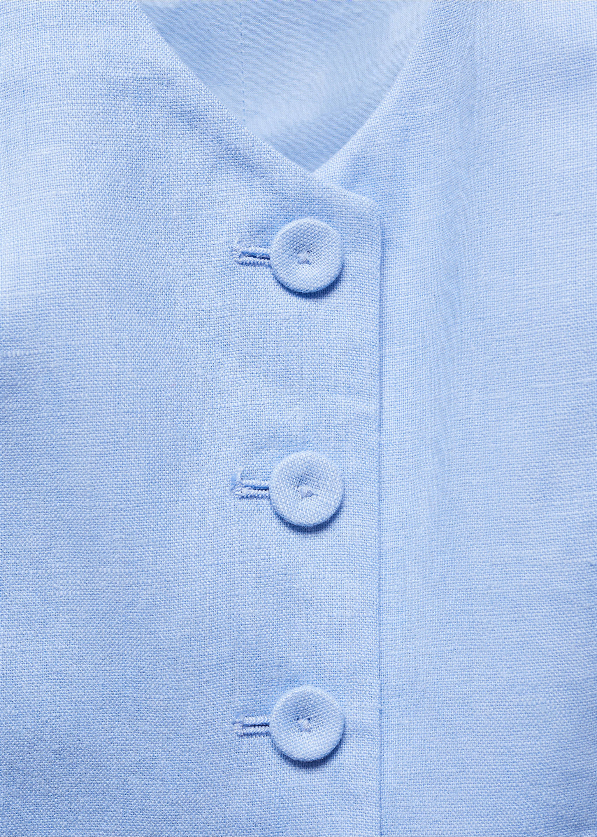 Linen suit waistcoat - Details of the article 8, Sky Blue. Ref: 67067112-00.