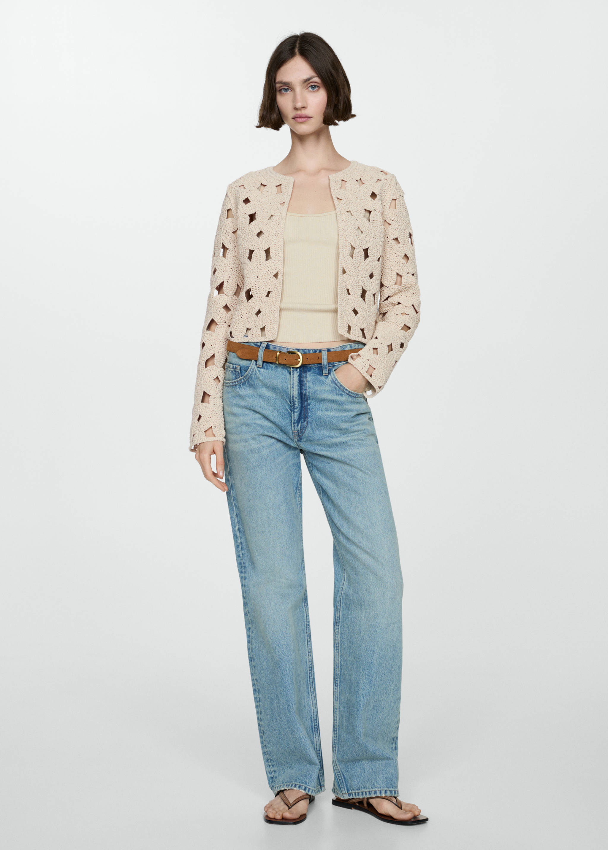 Crochet jacket with openwork details - General plane