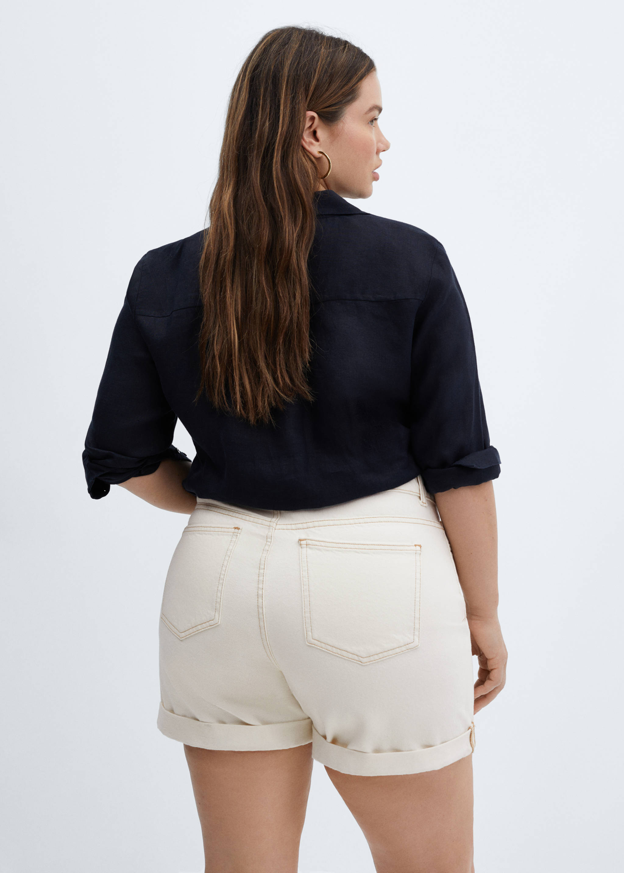 Шорты из денима с высокой талией - Деталь изделия 4