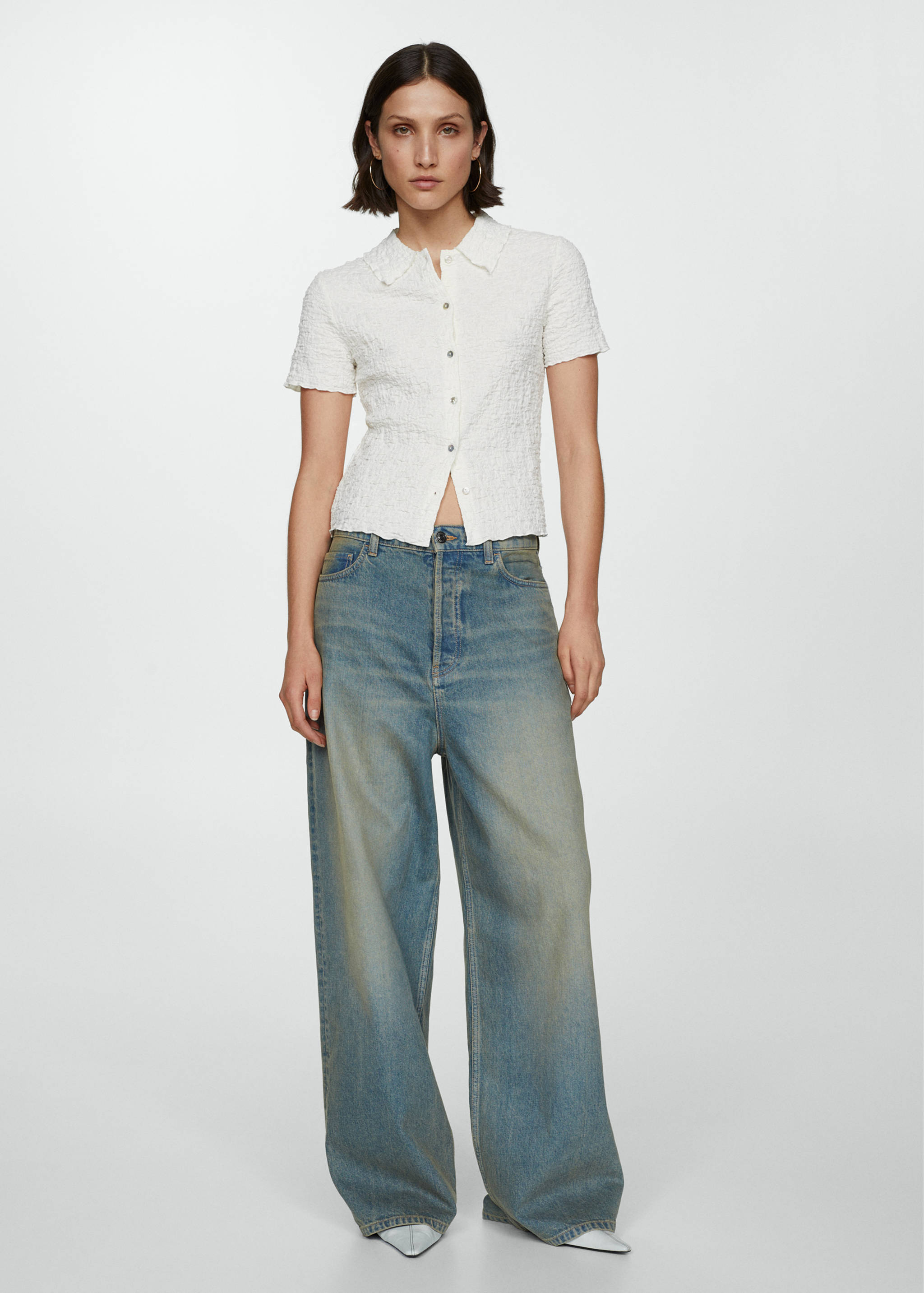 Textured cotton T-shirt - General plane