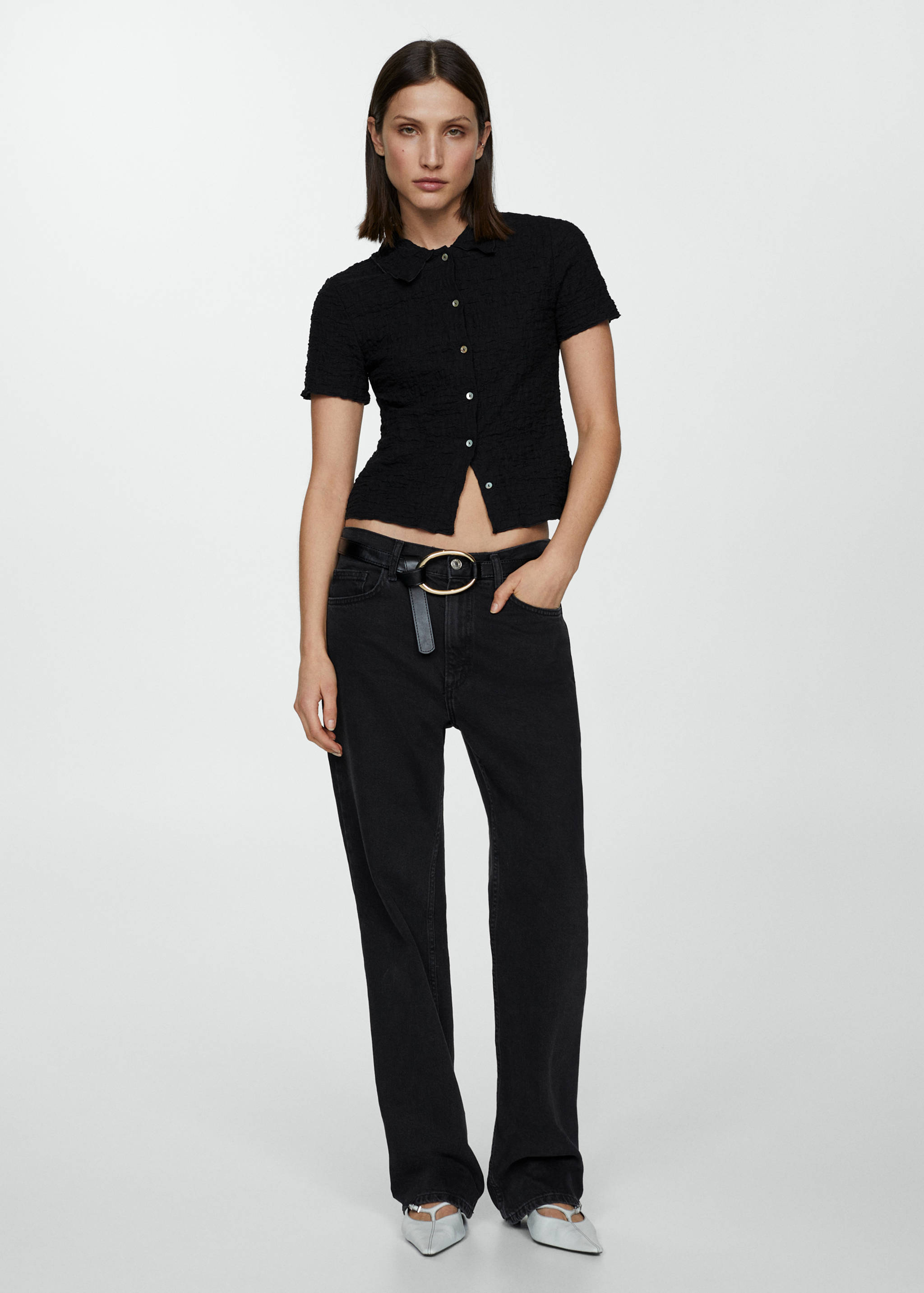 Textured cotton T-shirt - General plane