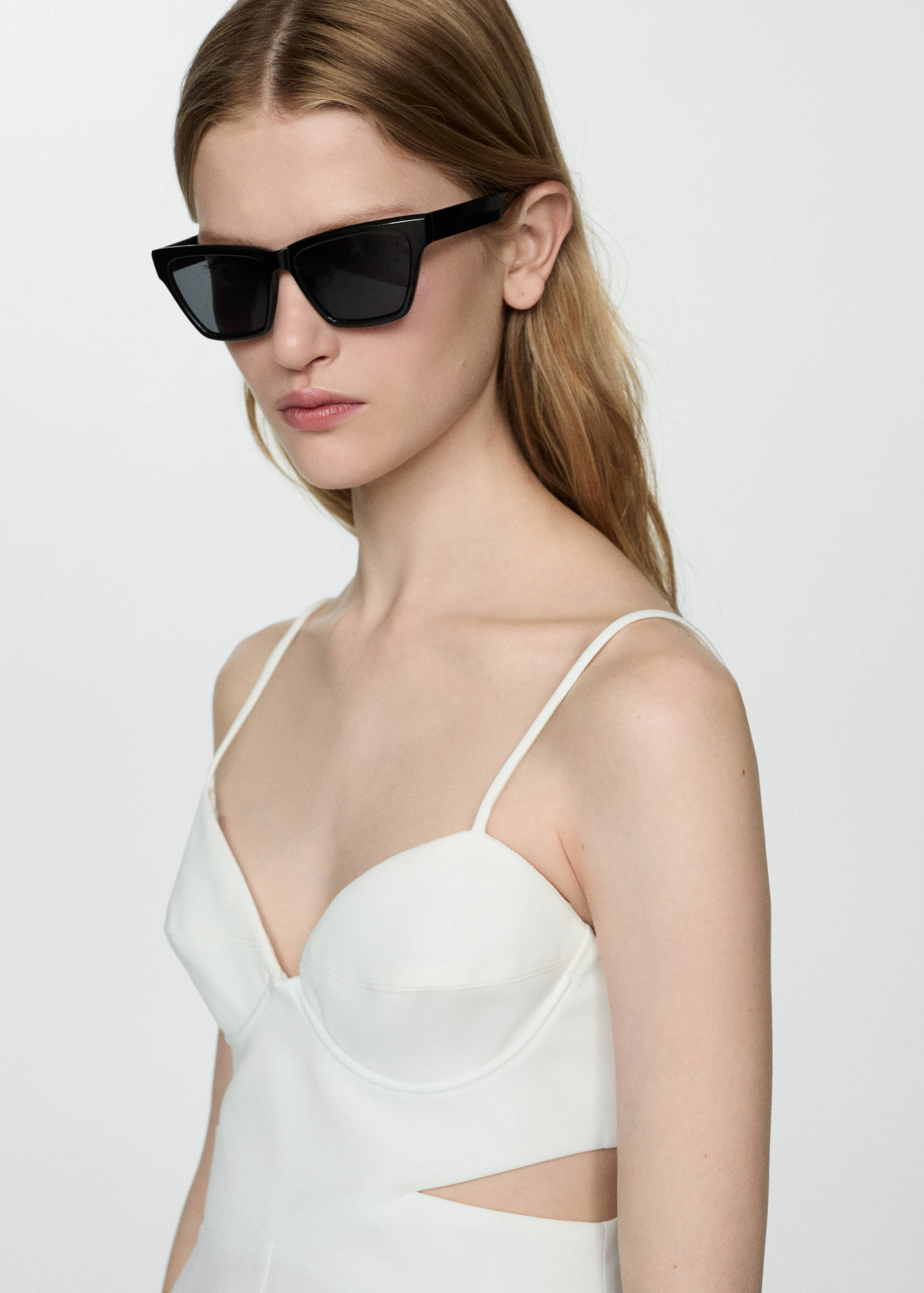 带肩带和侧面开衩的连身裤 - null