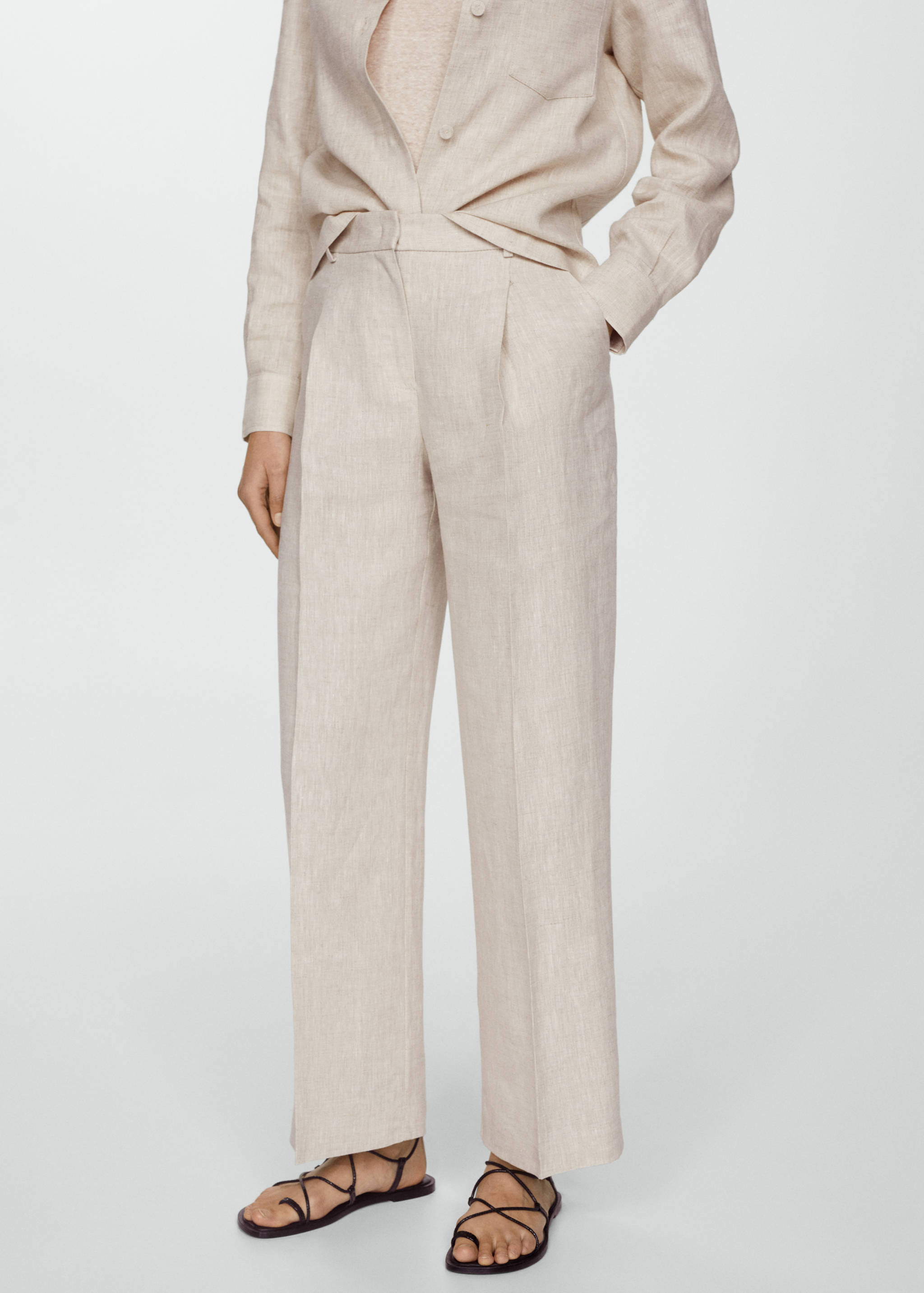 Pantalon droit lin - Plan moyen