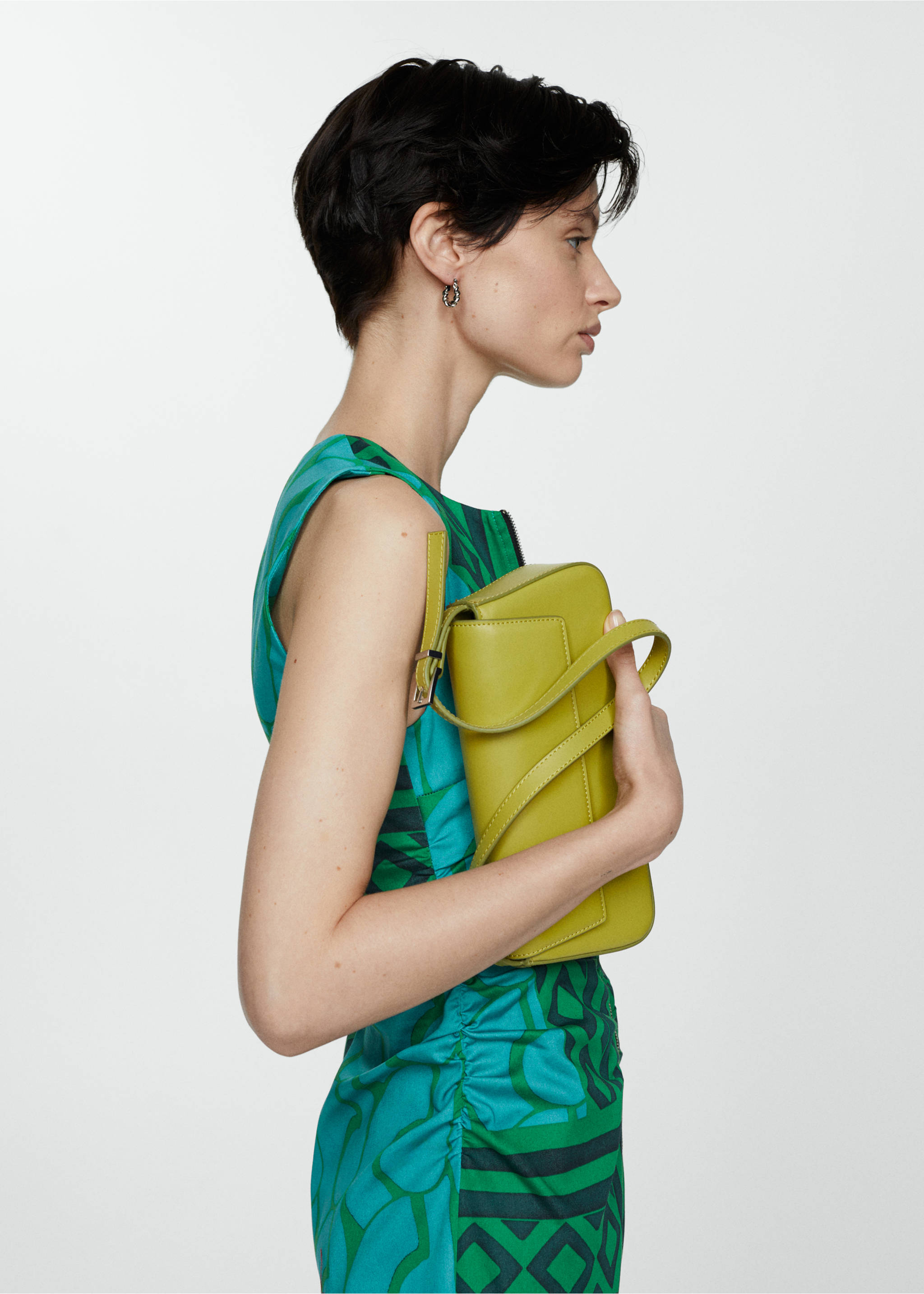 Printed dress with zip - Details of the article 1, Blue. Ref: 67067147-00.