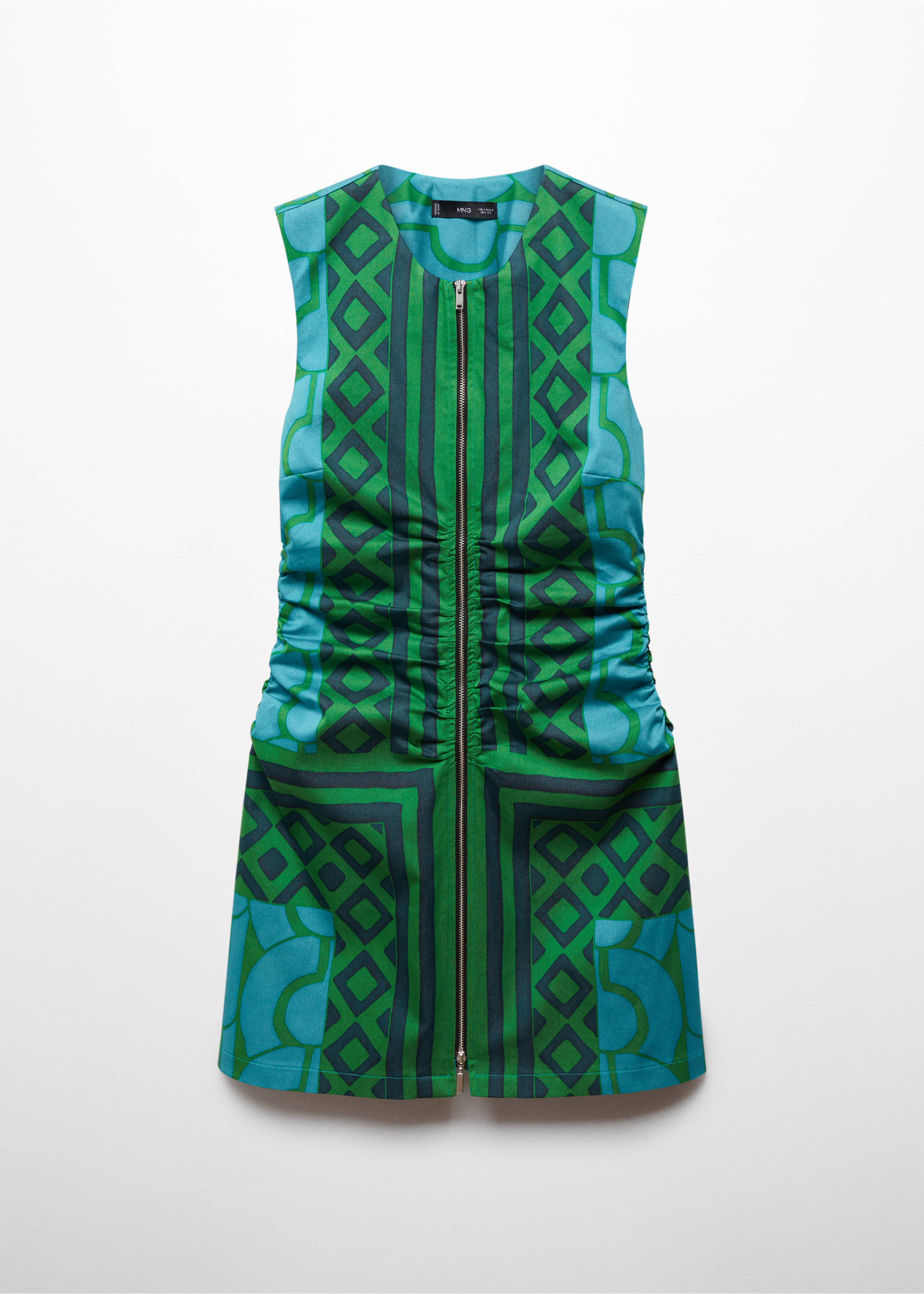 Printed dress with zip - Article without model, Blue. Ref: 67067147-00.