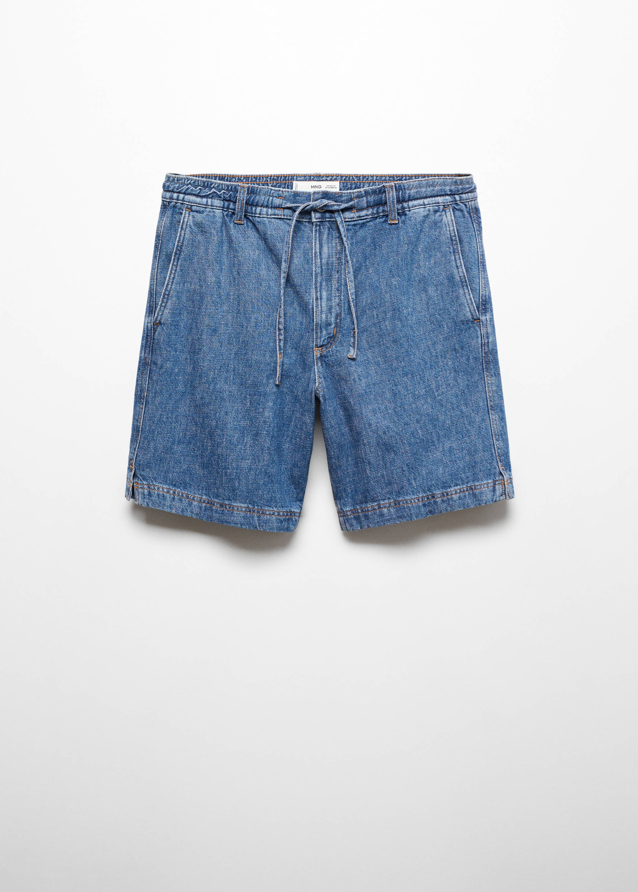 Drawstring denim Bermuda shorts - Article without model