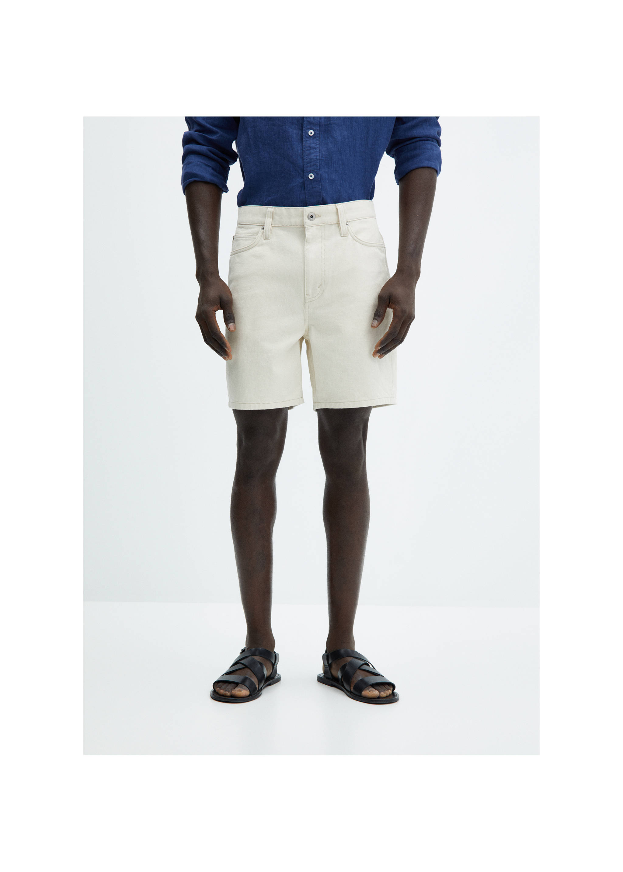 Bermudas denim regular fit - Plano medio, Crudo. Ref: 67067685-00.