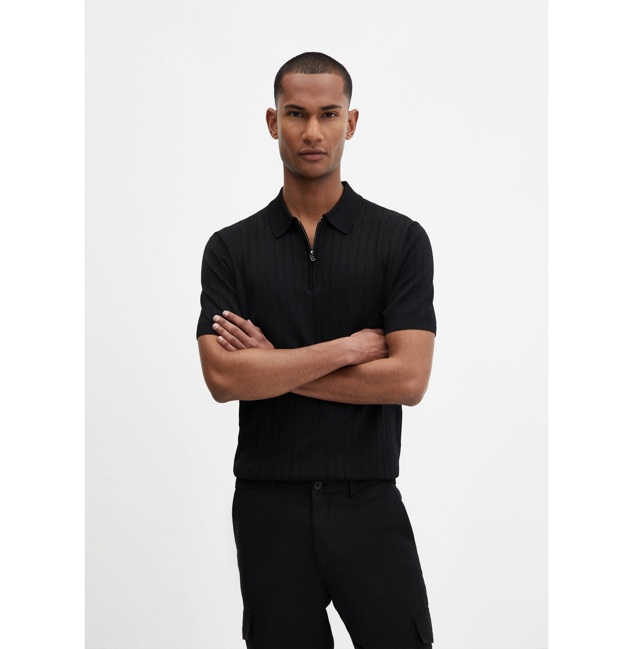 Zip cotton polo shirt - Medium plane