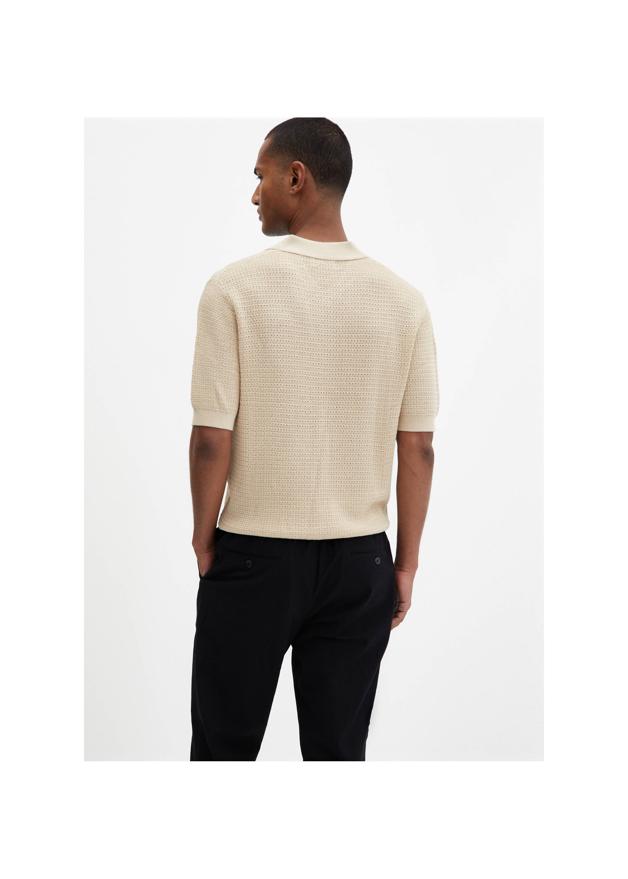 Polo maille ajourée - Verso de l’article, Beige. Ref: 67067698-00.