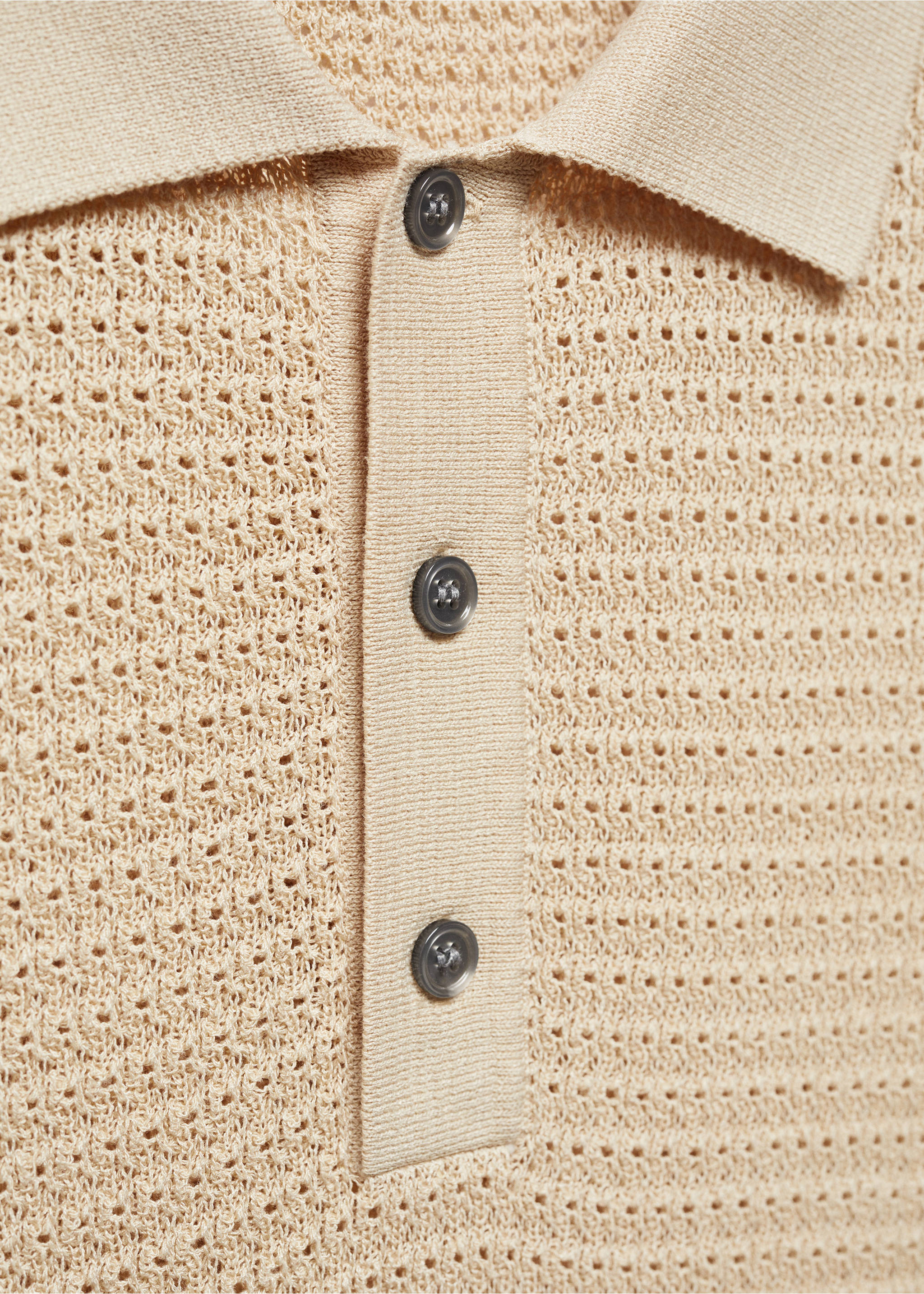 Polo maille ajourée - Détail de l'article 8, Beige. Ref: 67067698-00.