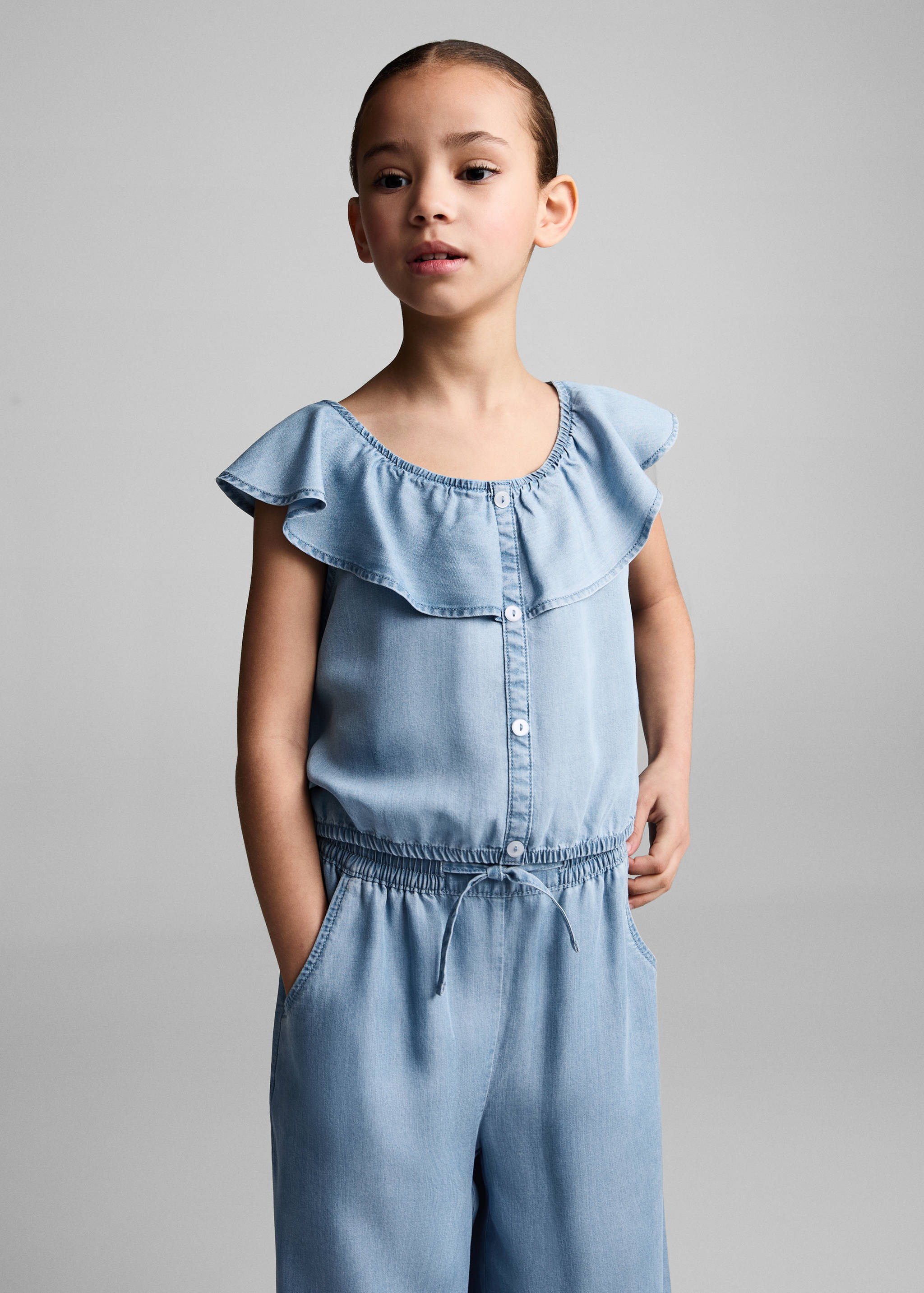 松紧腰带莱赛尔纤维长裤 - null