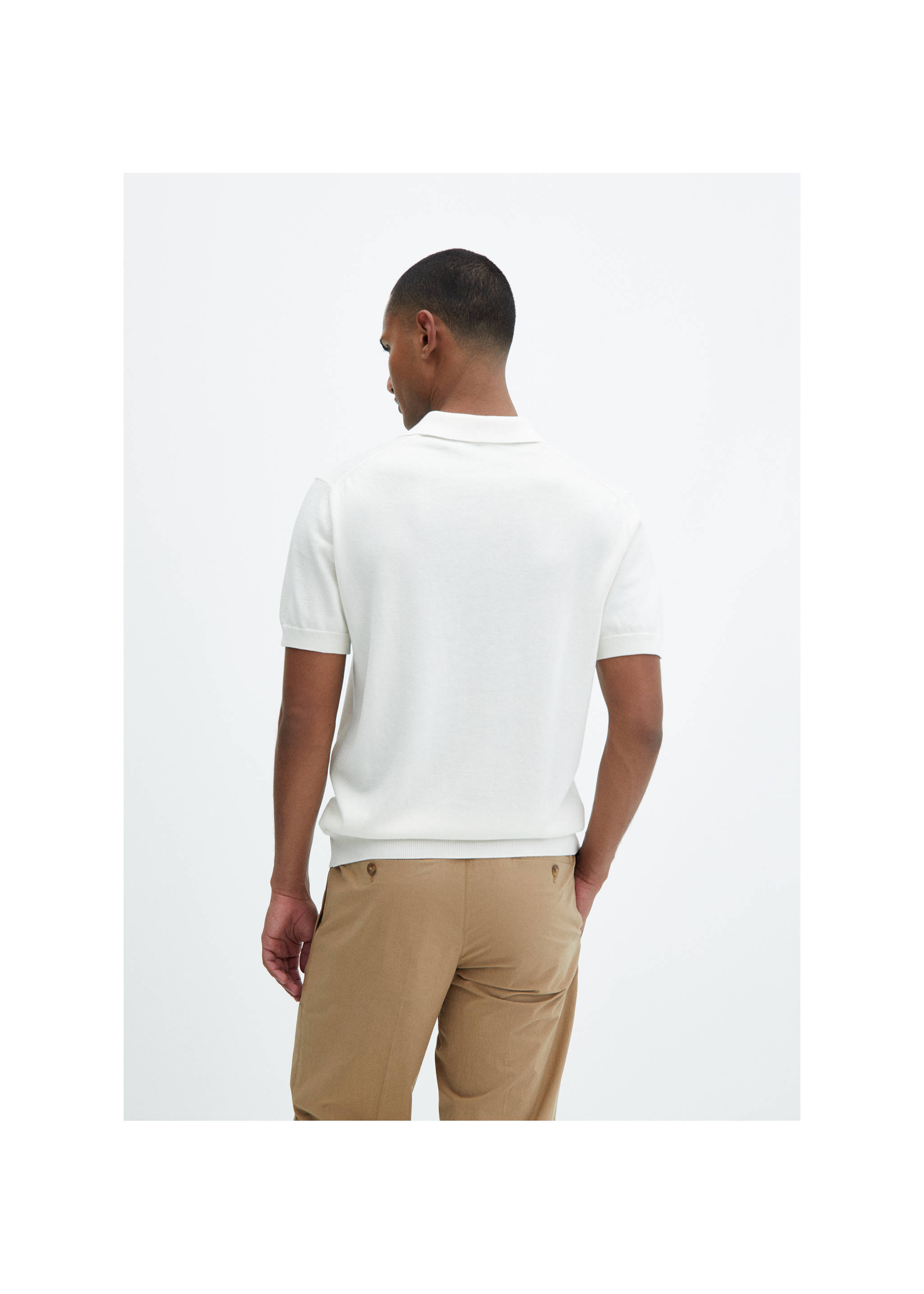 100% cotton knitted polo shirt - Reverse of the article, Off White. Ref: 67067912-00.