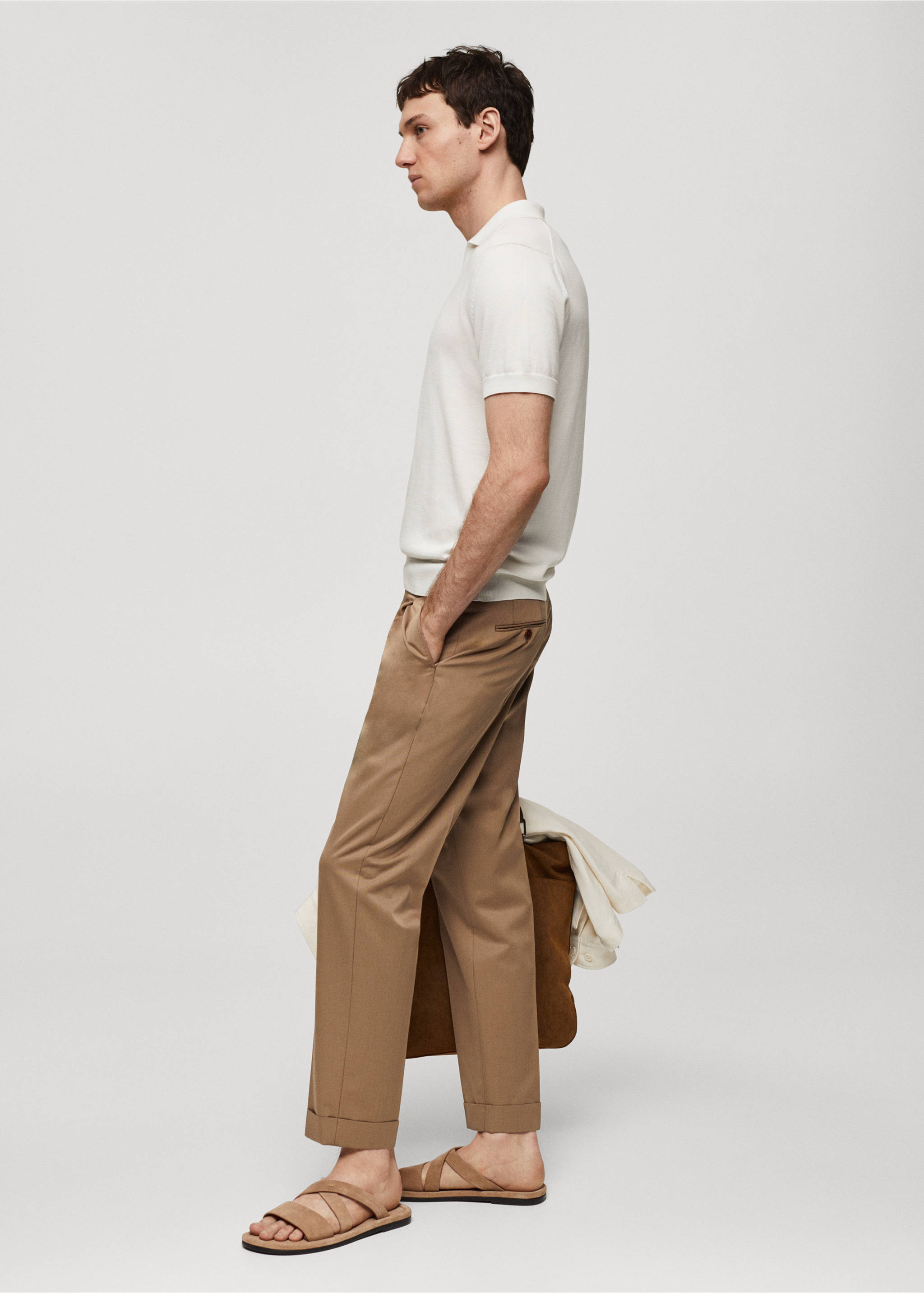 100% cotton knitted polo shirt - Details of the article 2, Off White. Ref: 67067912-00.