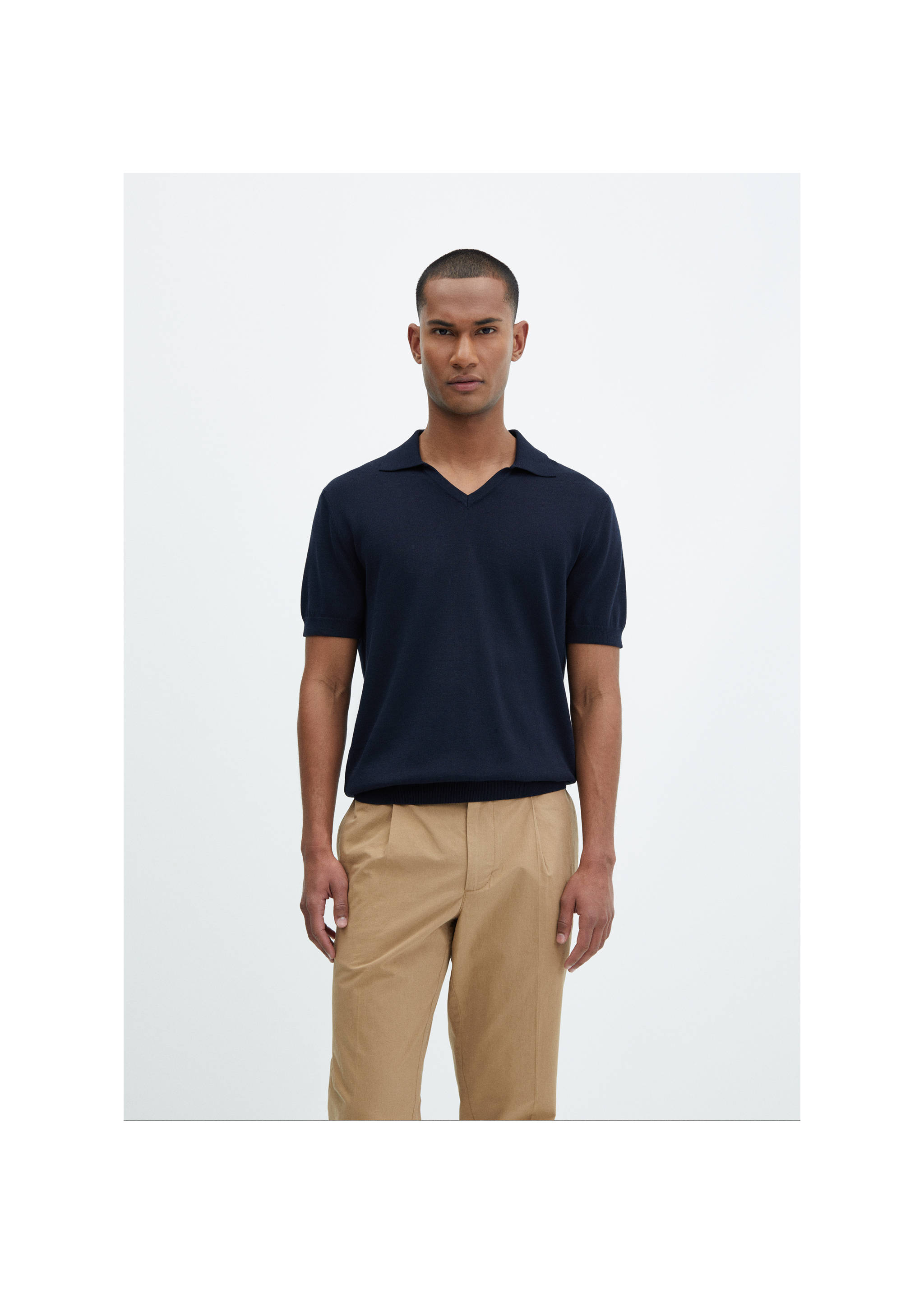 100% cotton knitted polo shirt - Medium plane, Dark Navy. Ref: 67067912-00.