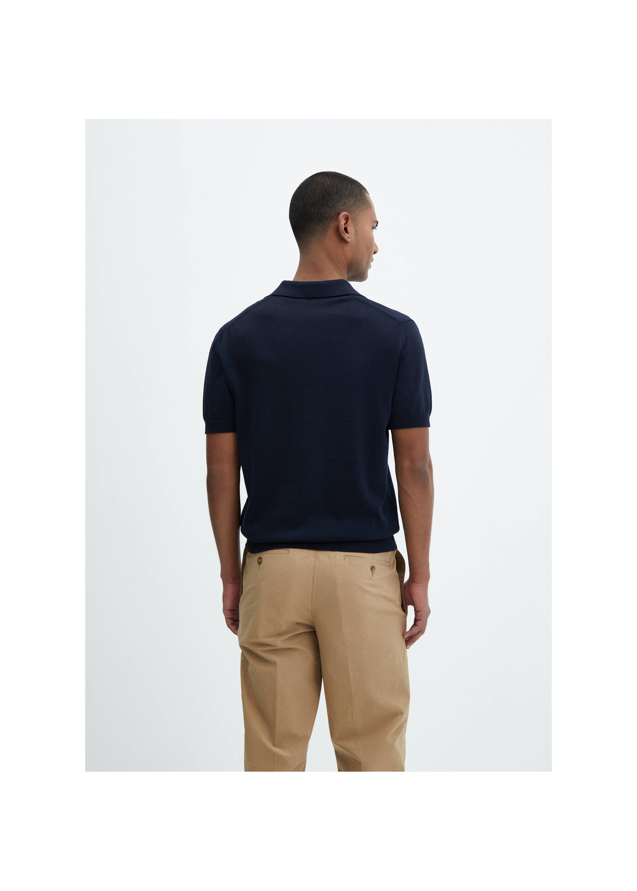 100% cotton knitted polo shirt - Reverse of the article, Dark Navy. Ref: 67067912-00.