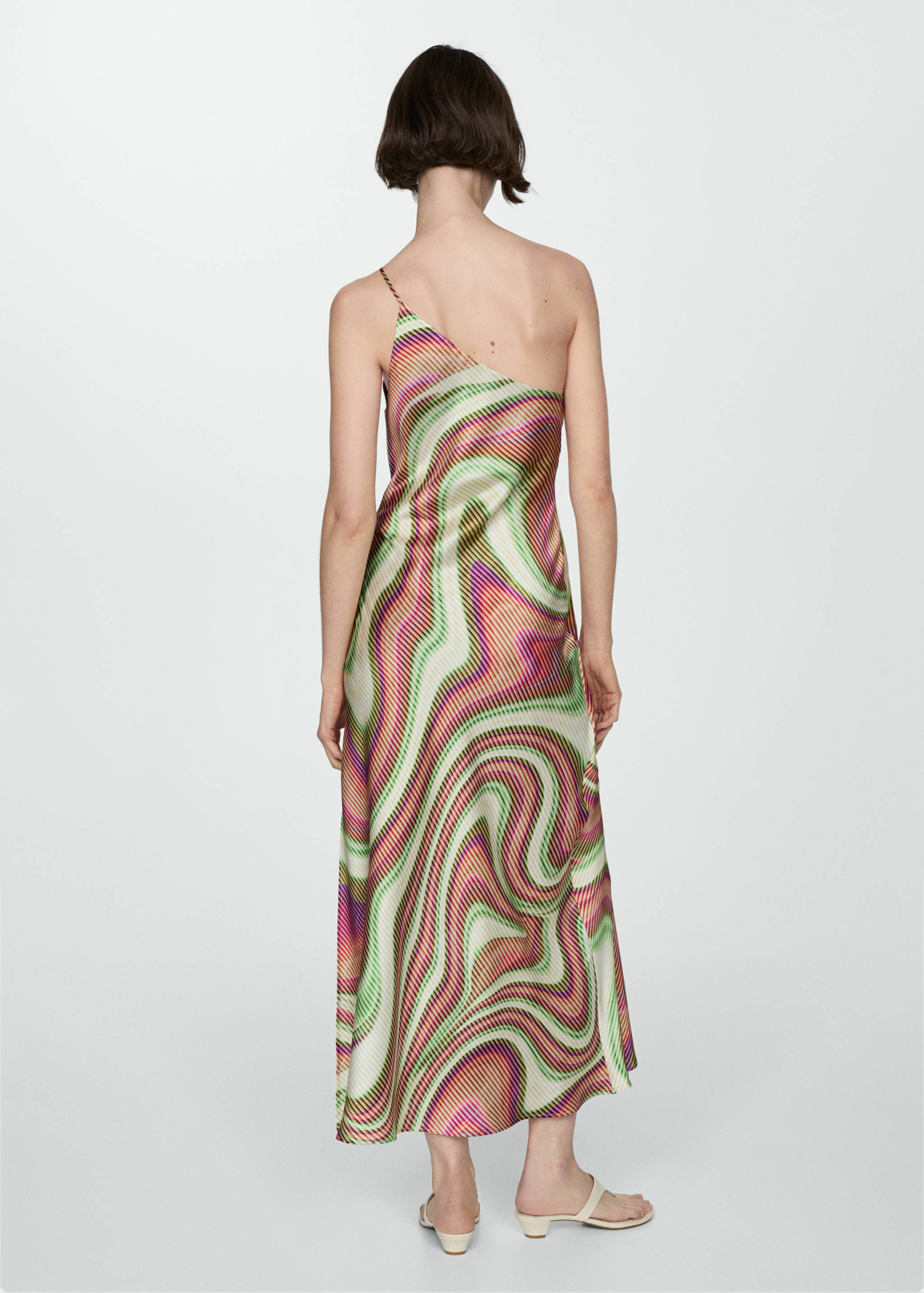 Printed satin dress - Reverse of the article
