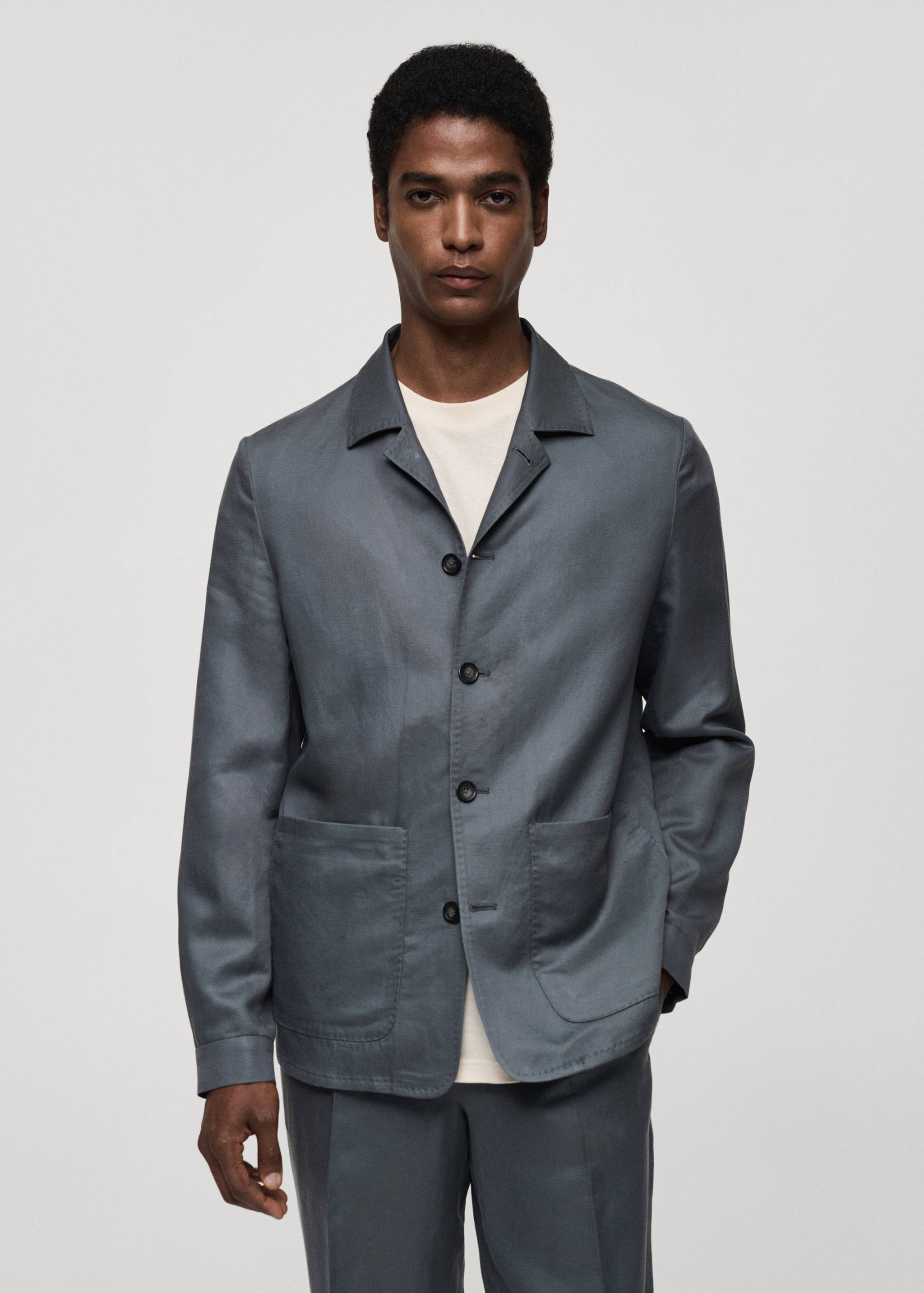 Sobrecamisa lyocell lino bolsillos - Plano medio