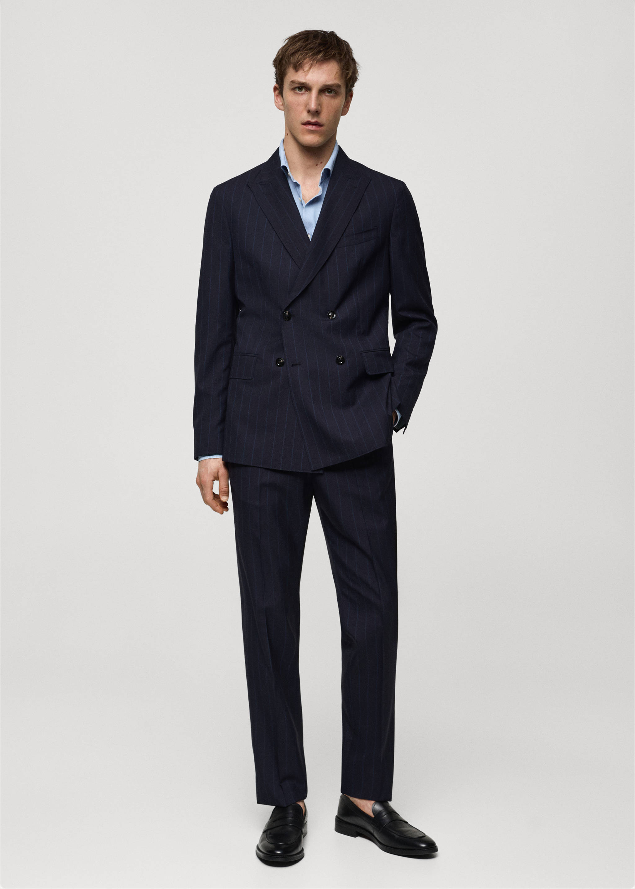 Chemise slim-fit 100 % coton indigo - Plan général