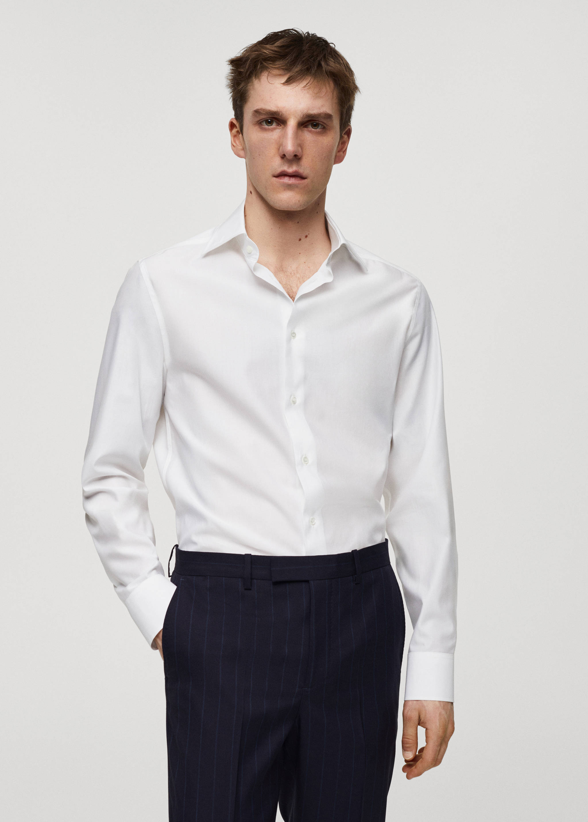 100% cotton slim-fit twill shirt - Medium plane