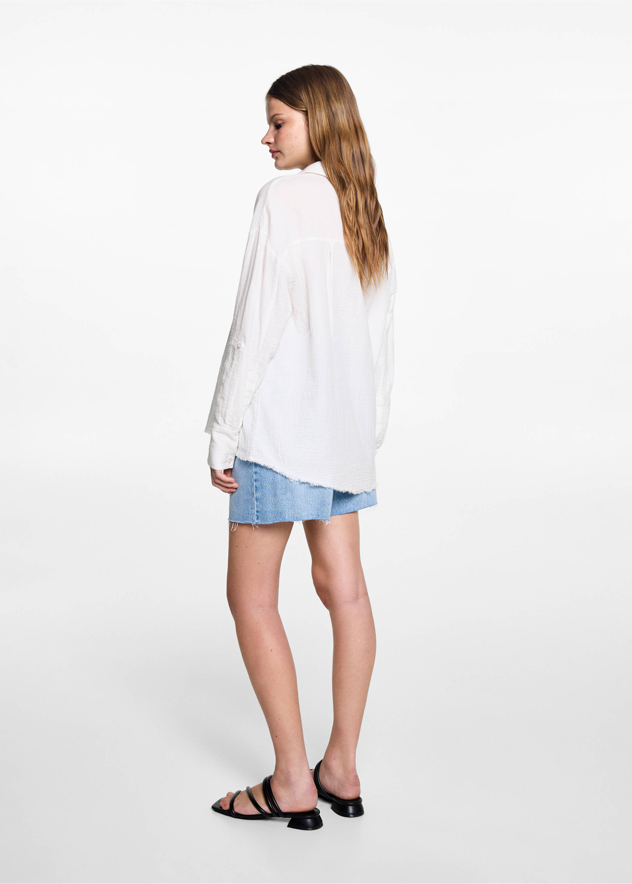 Camisa algodón bambula - Reverso del artículo, Blanco roto. Ref: 67068272-00.