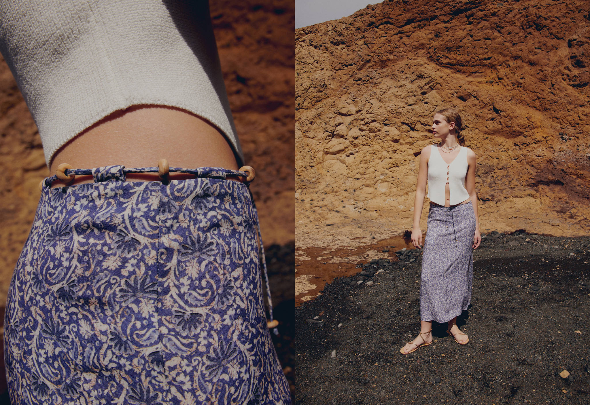 Printed midi skirt - Panoramic plane