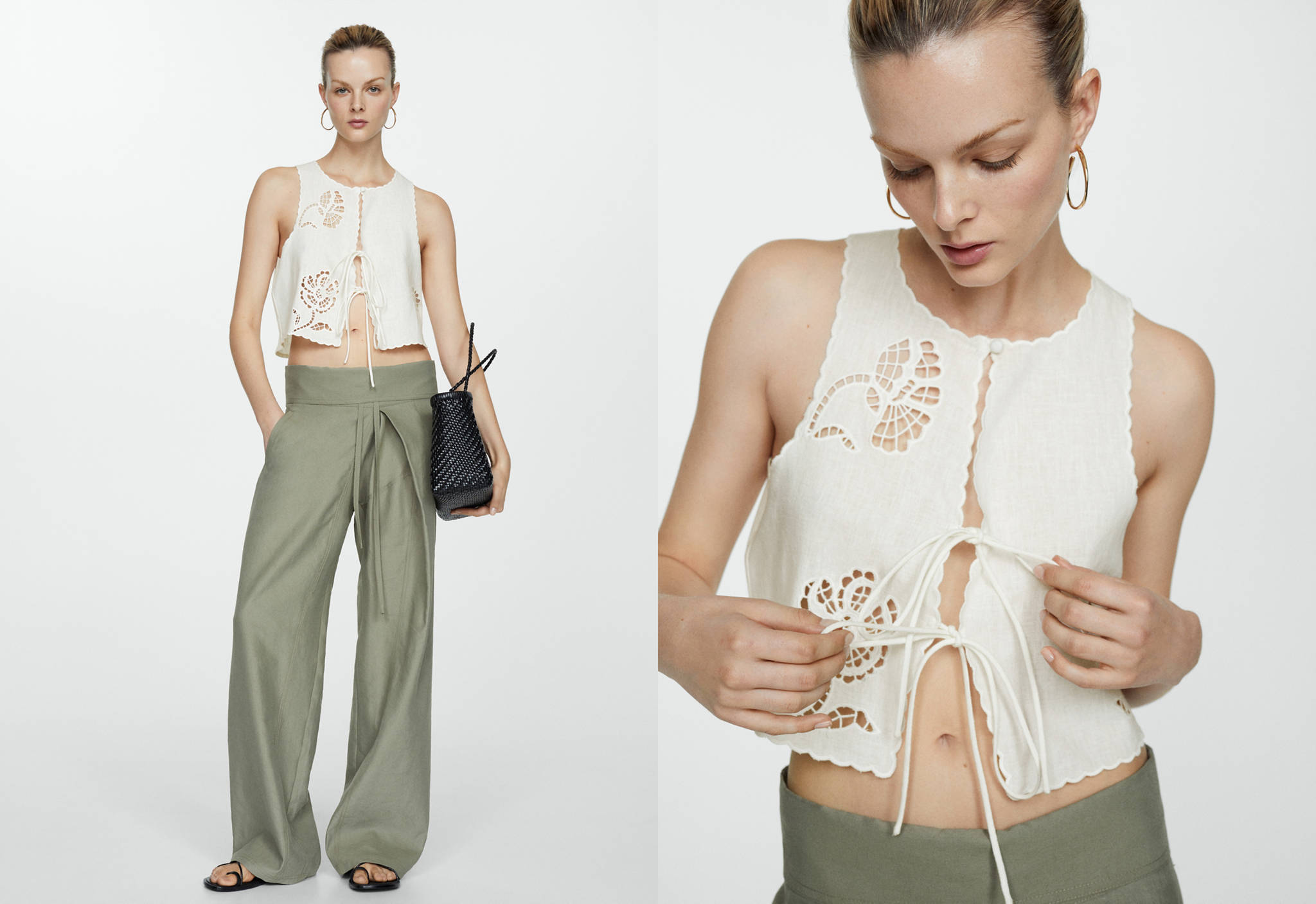 Openwork detail linen top - Panoramic plane