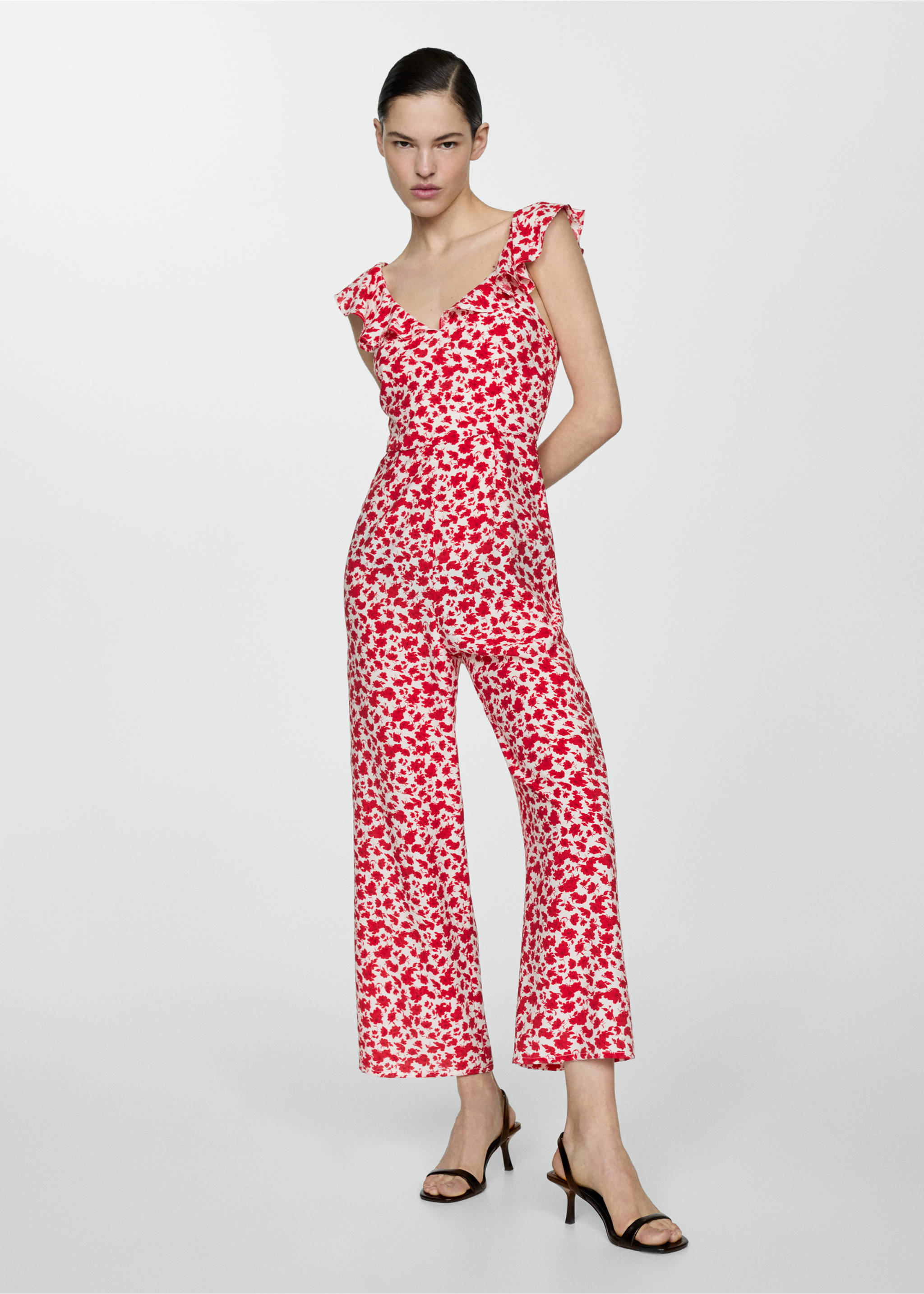 Floral-print long jumpsuit - General plane, Red. Ref: 67068642-00.