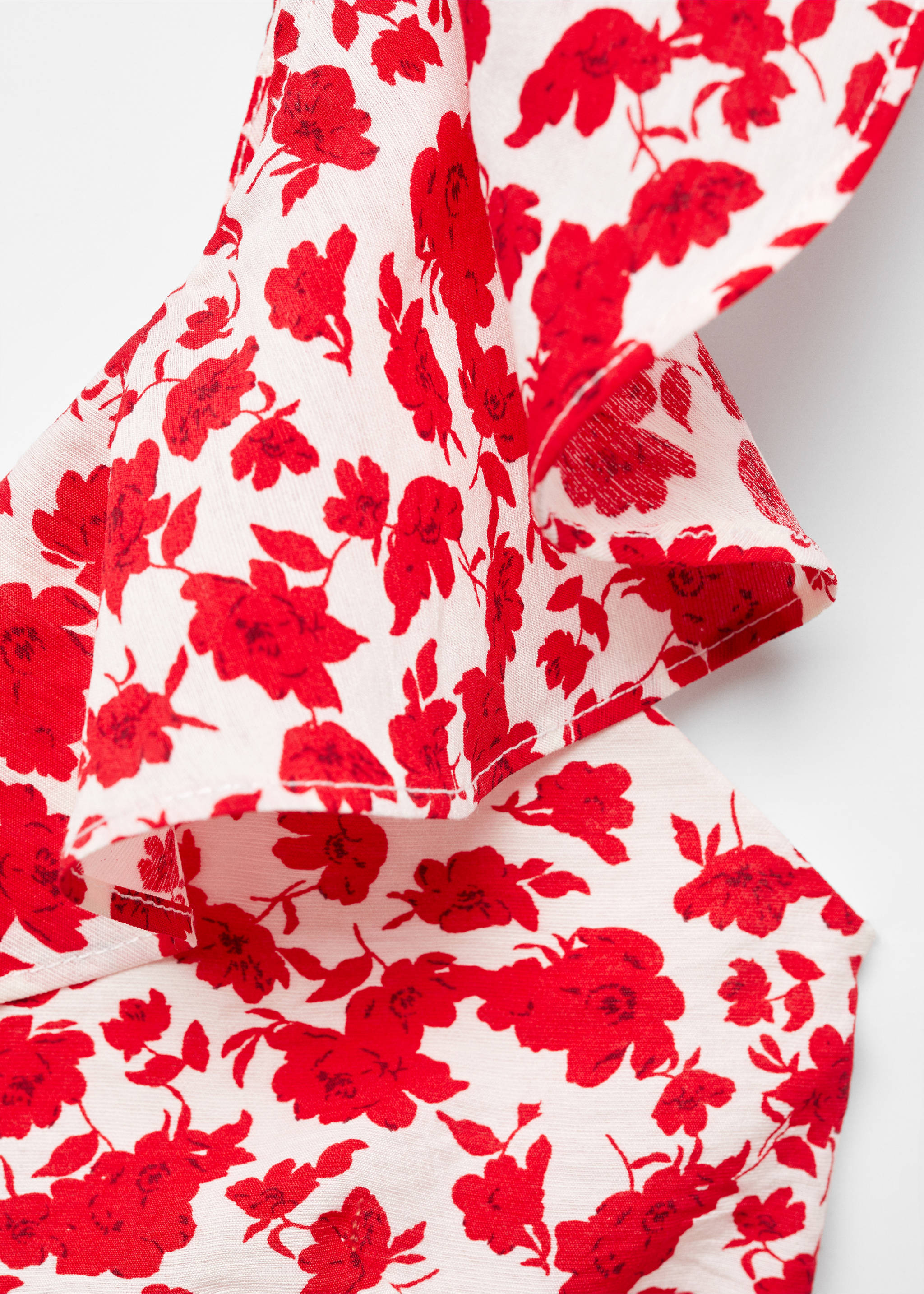 Floral-print long jumpsuit - Details of the article 8, Red. Ref: 67068642-00.