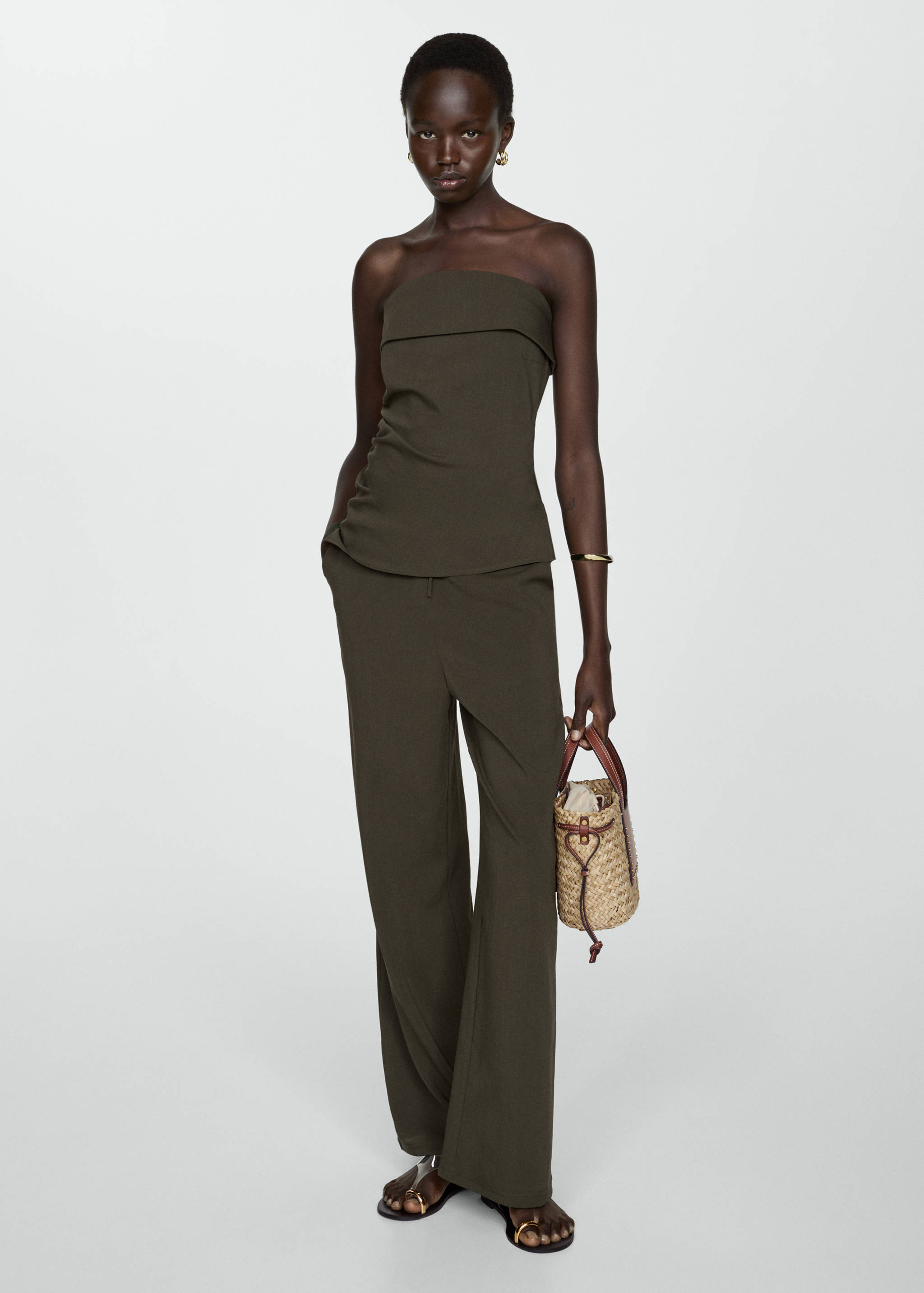 Straight-fit pants with elastic waist - General plane