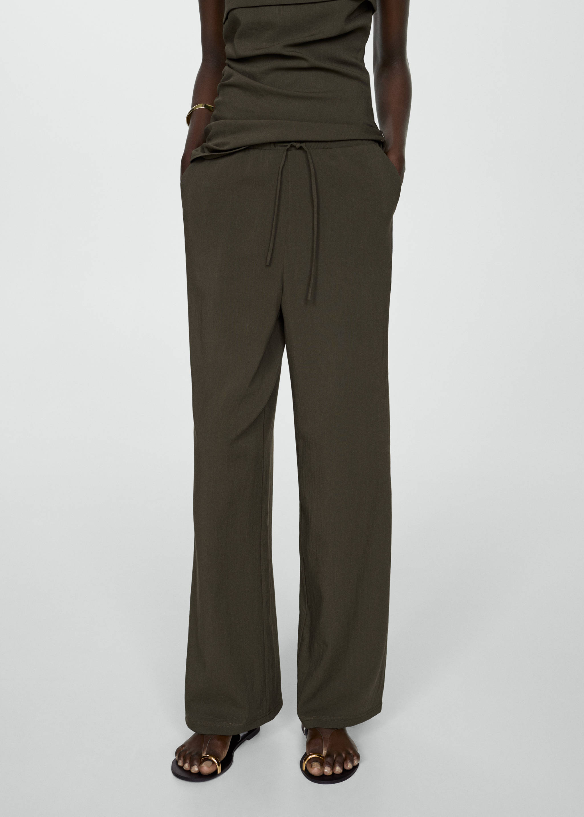Straight-fit pants with elastic waist - Medium plane