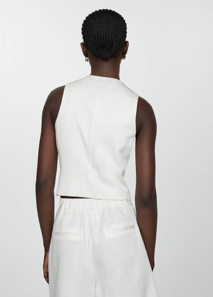 Linen waistcoat with buttons — White