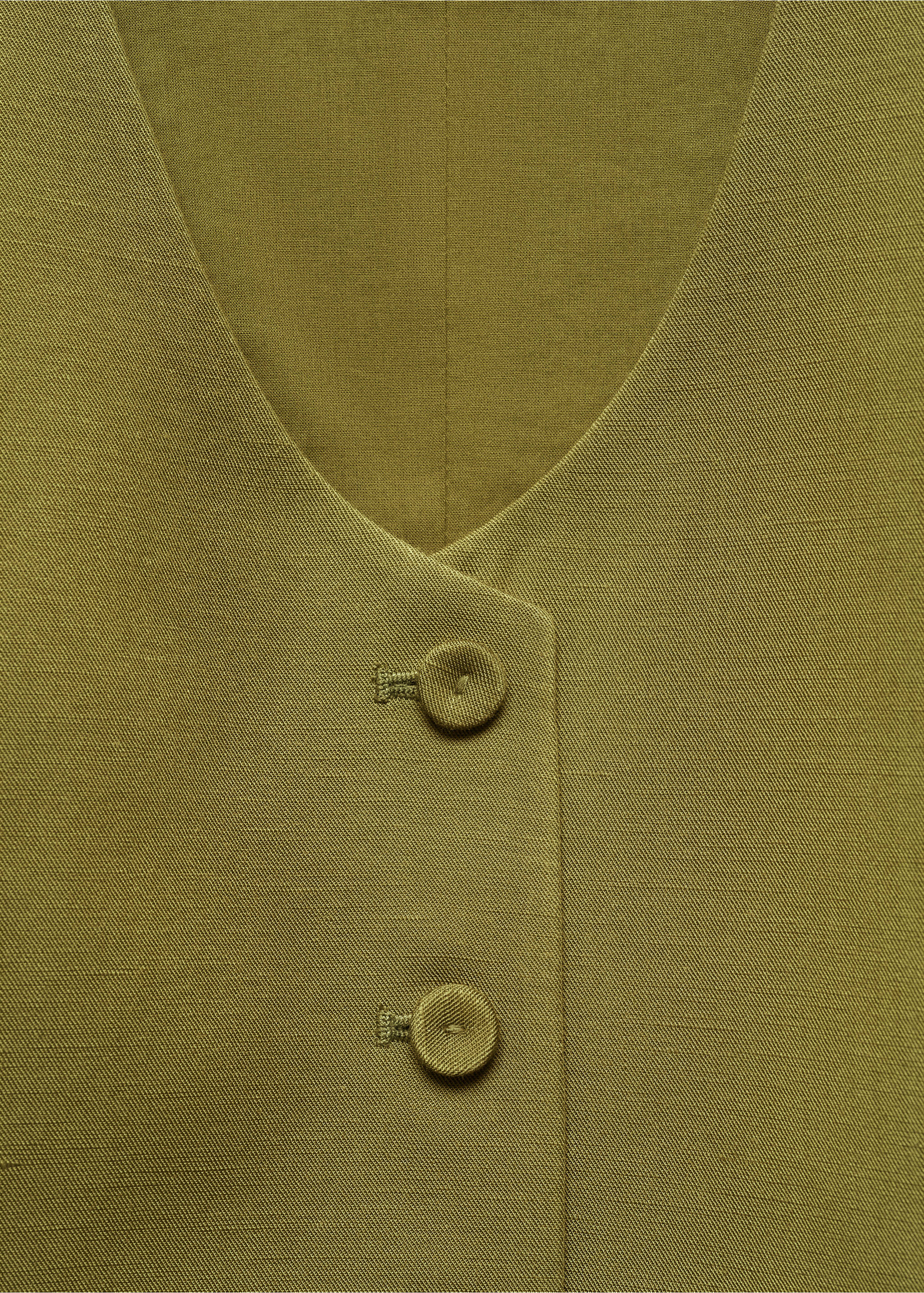 Linen vest with buttons - Details of the article 8, Khaki. Ref: 67069229-00.