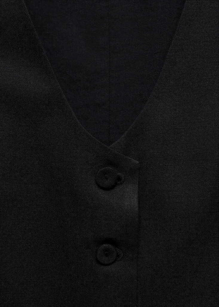Linen waistcoat with buttons — Black