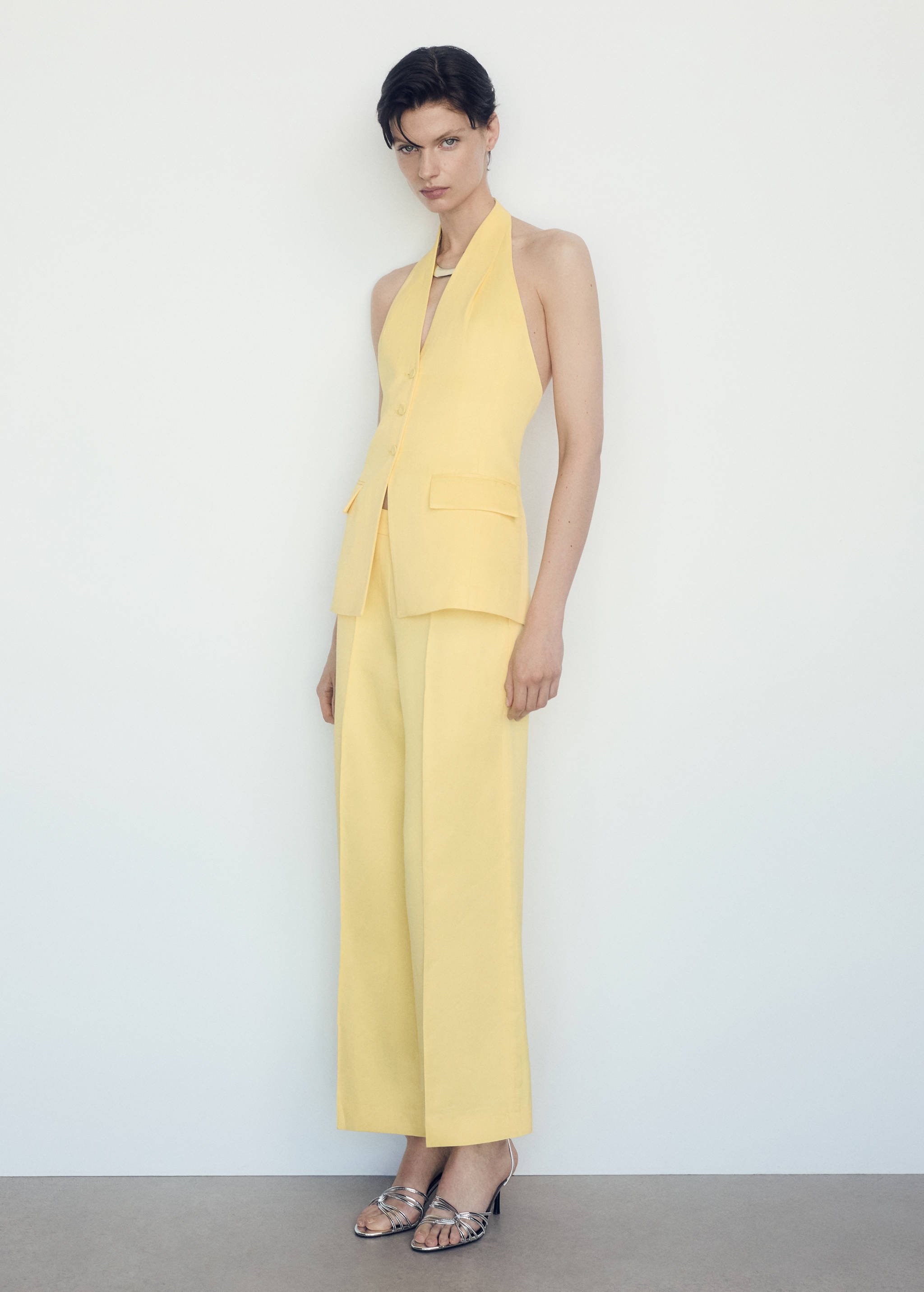 Pantalons flare detall prisat - Pla general