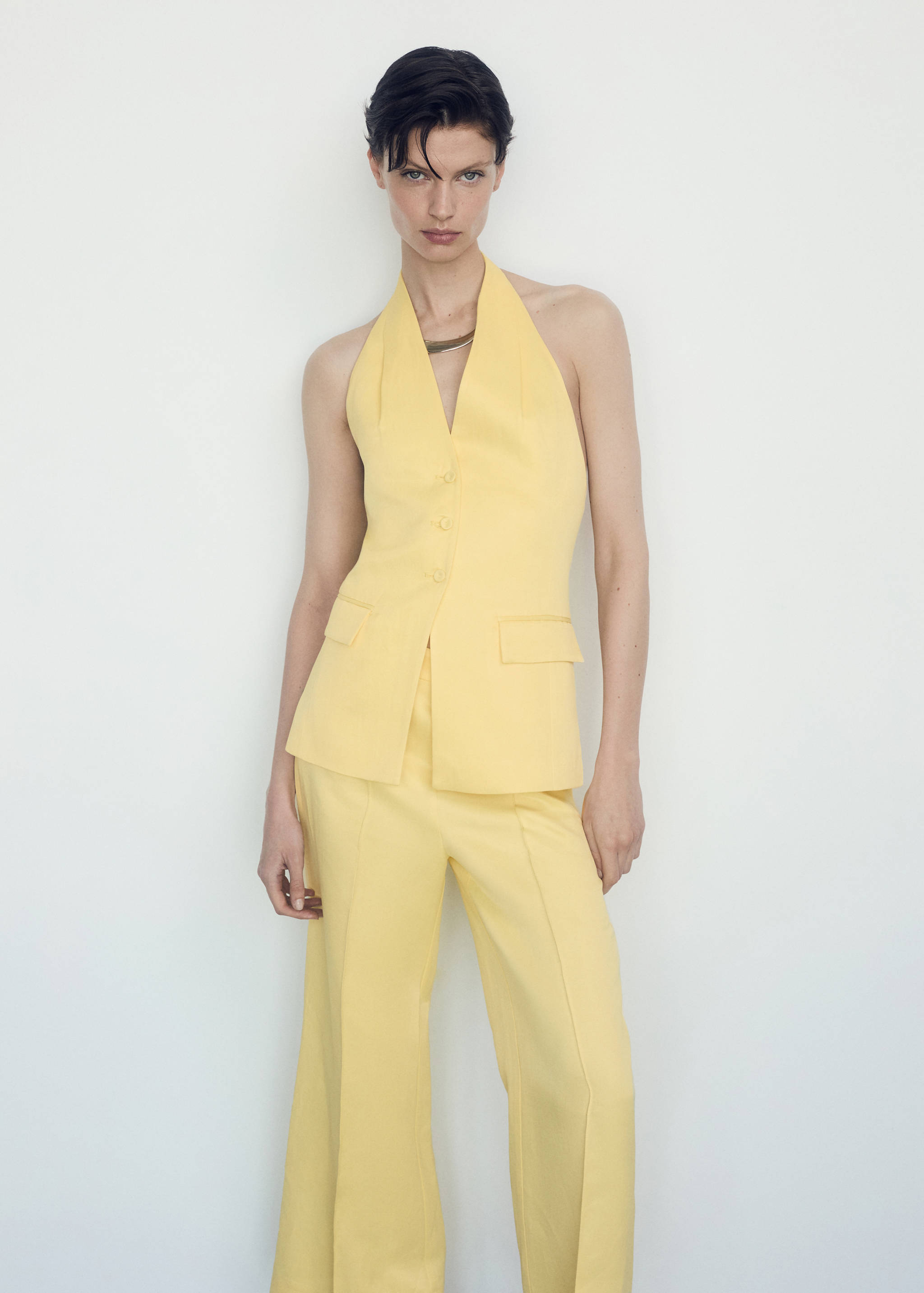 Pantalons flare detall prisat - Pla mig