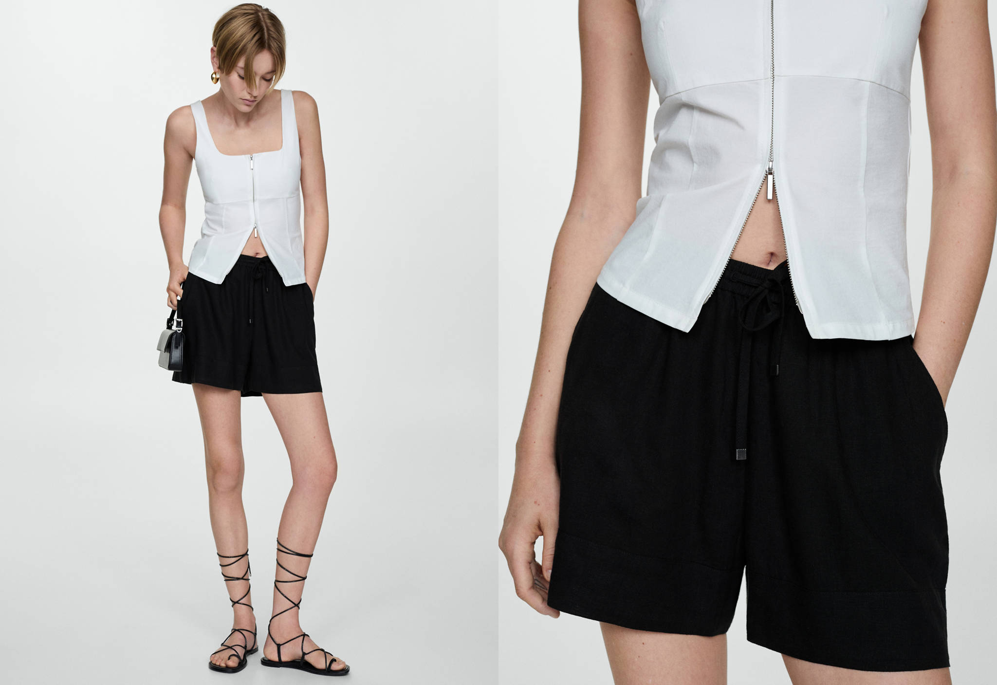 Fluid shorts with drawstring - Panoramic plane