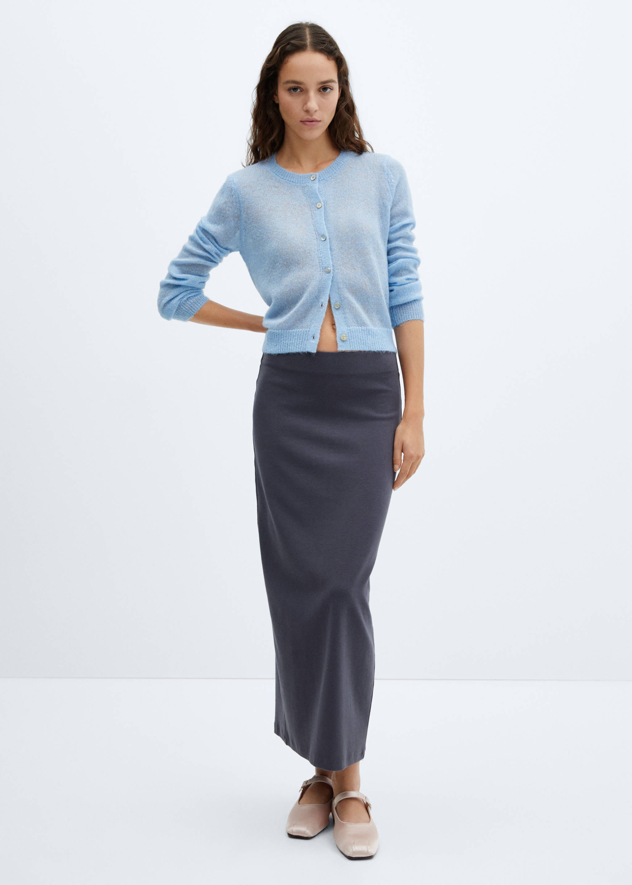 金银线纽扣开襟毛衣 - null