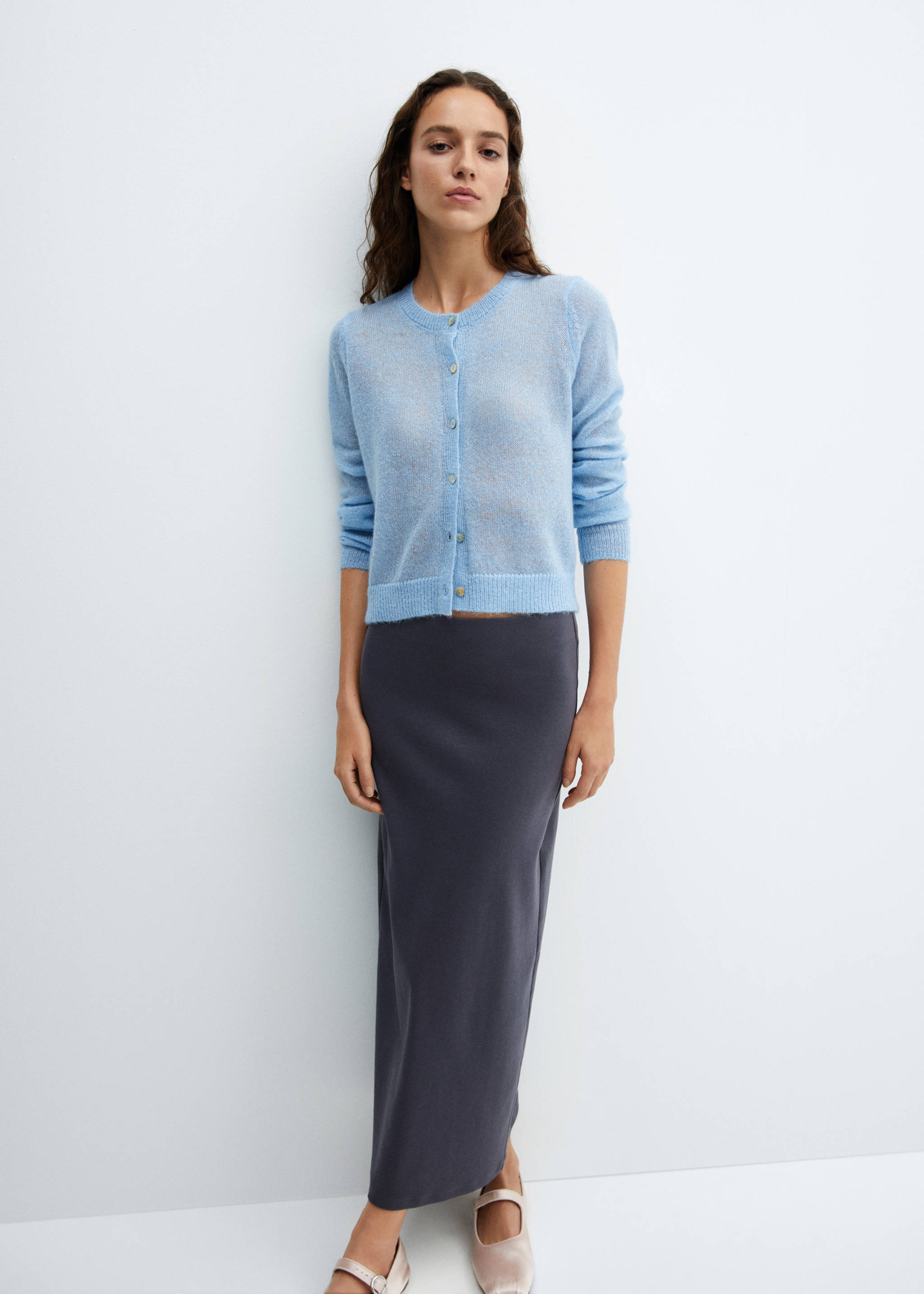 金银线纽扣开襟毛衣 - null