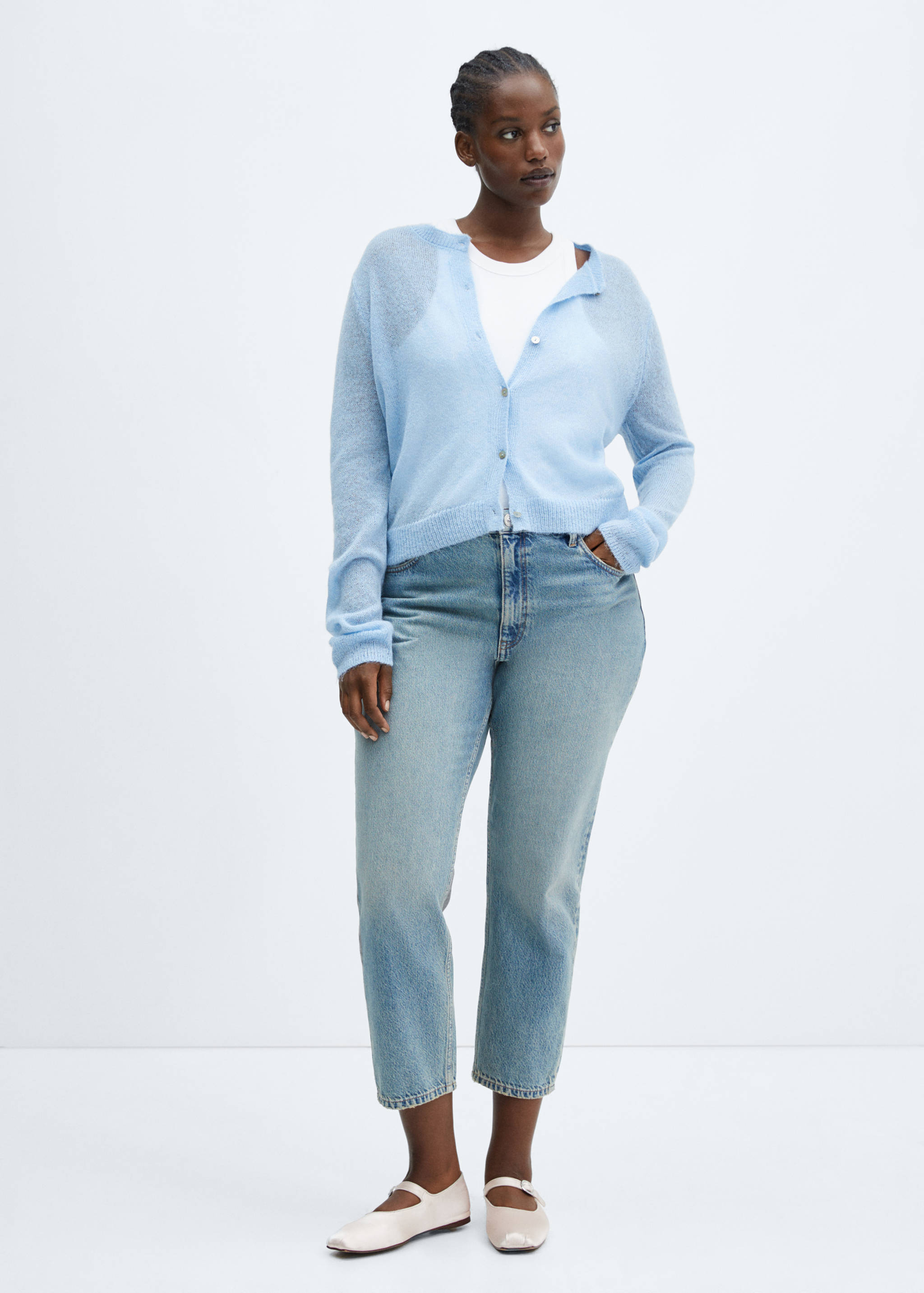 金银线纽扣开襟毛衣 - null