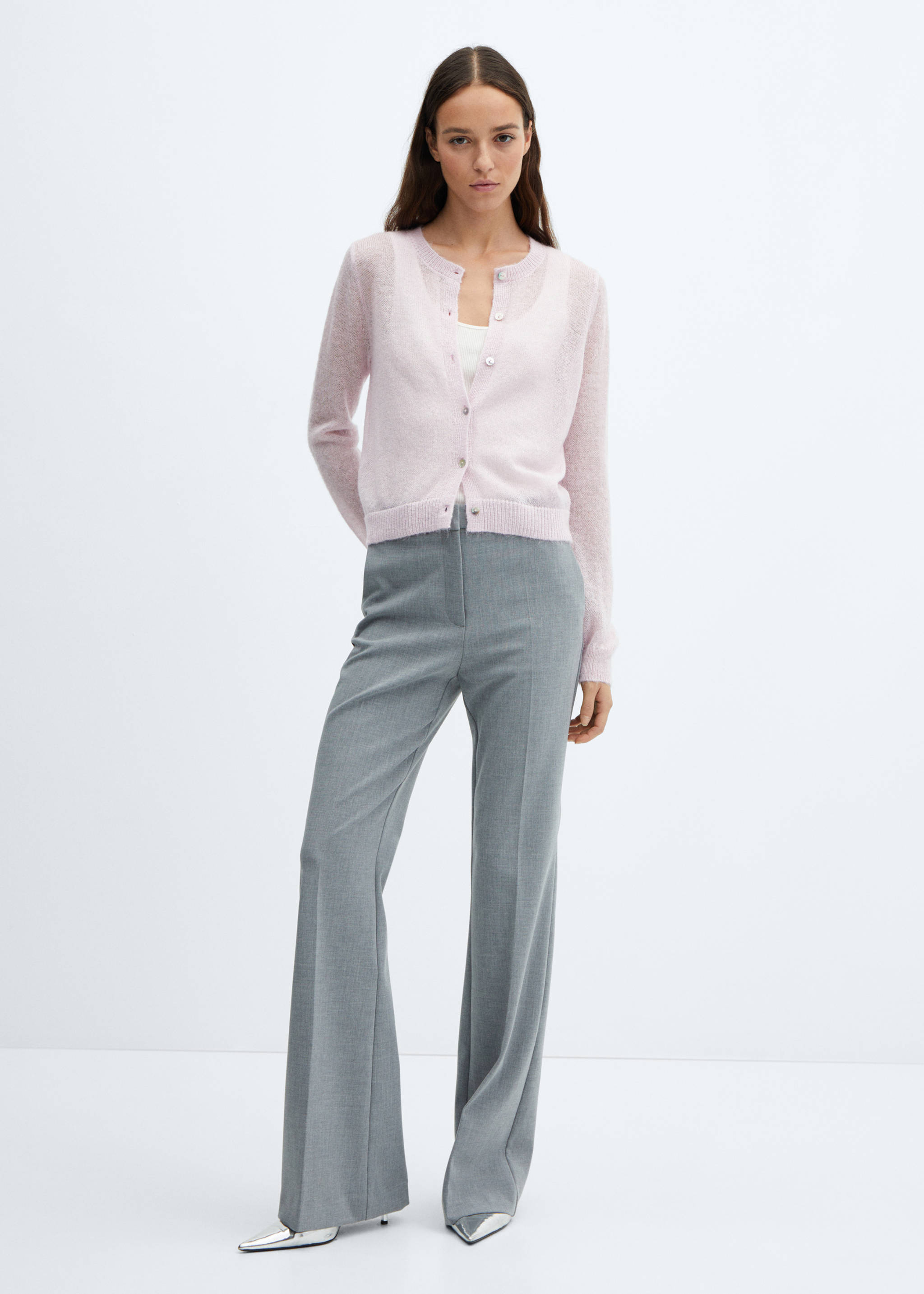 金银线纽扣开襟毛衣 - null