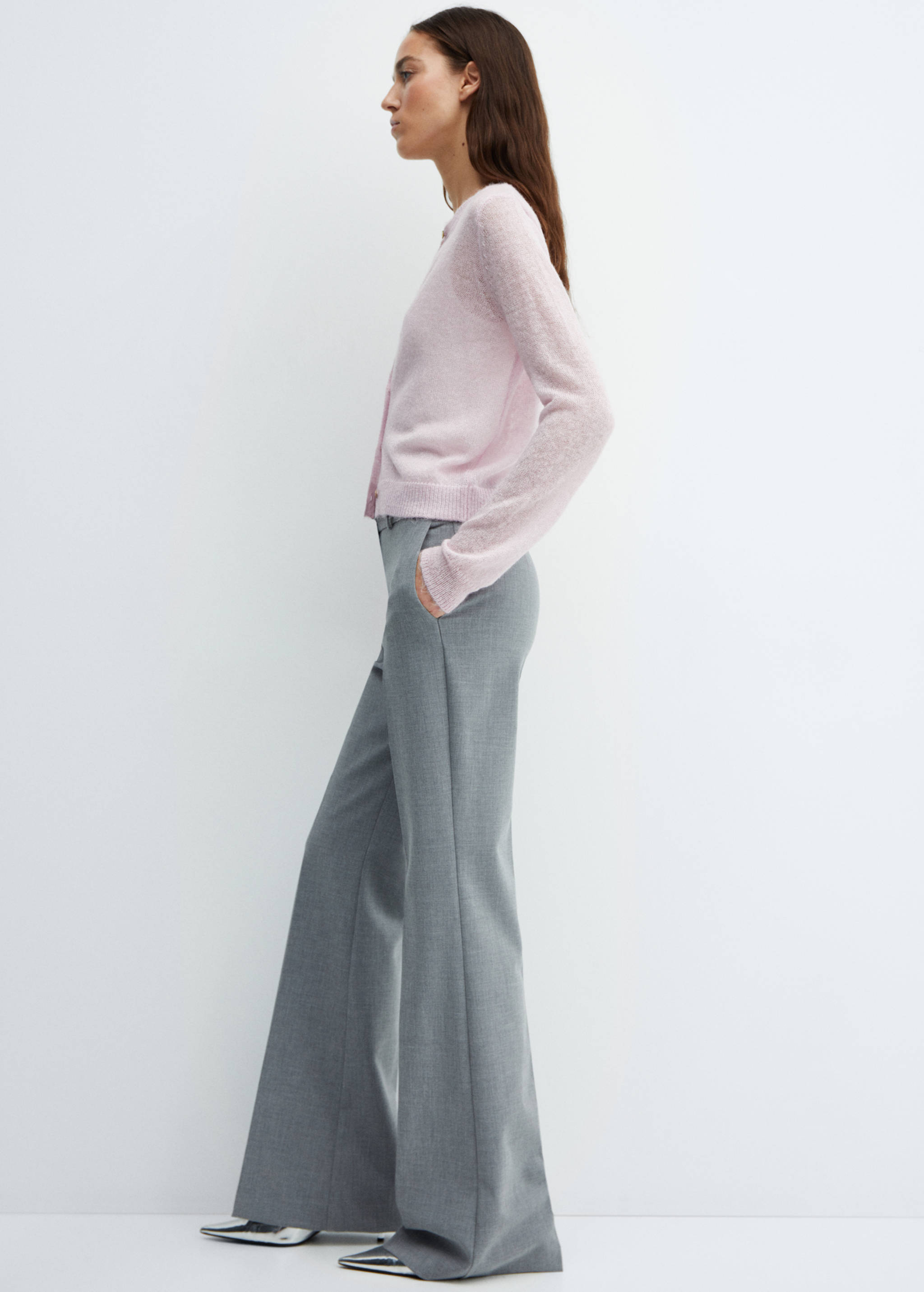 金银线纽扣开襟毛衣 - null