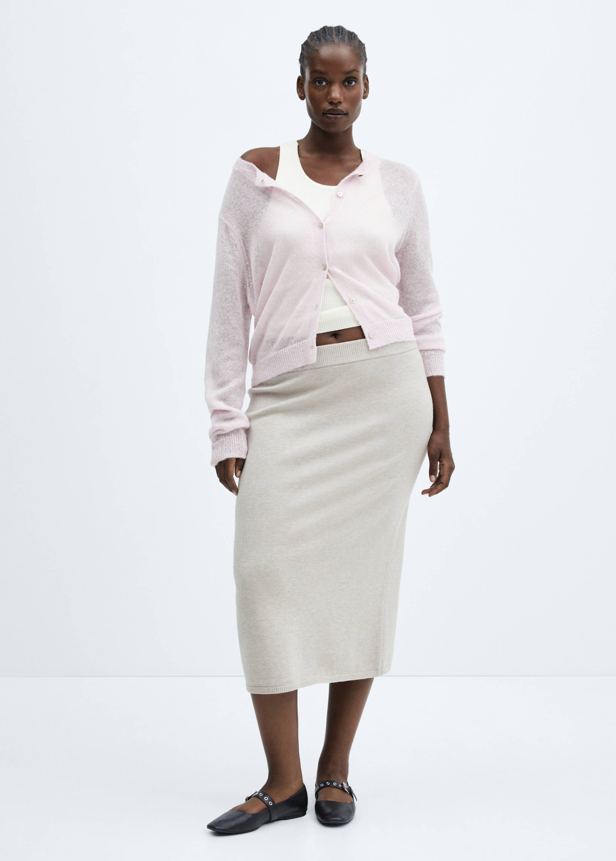 金银线纽扣开襟毛衣 - null