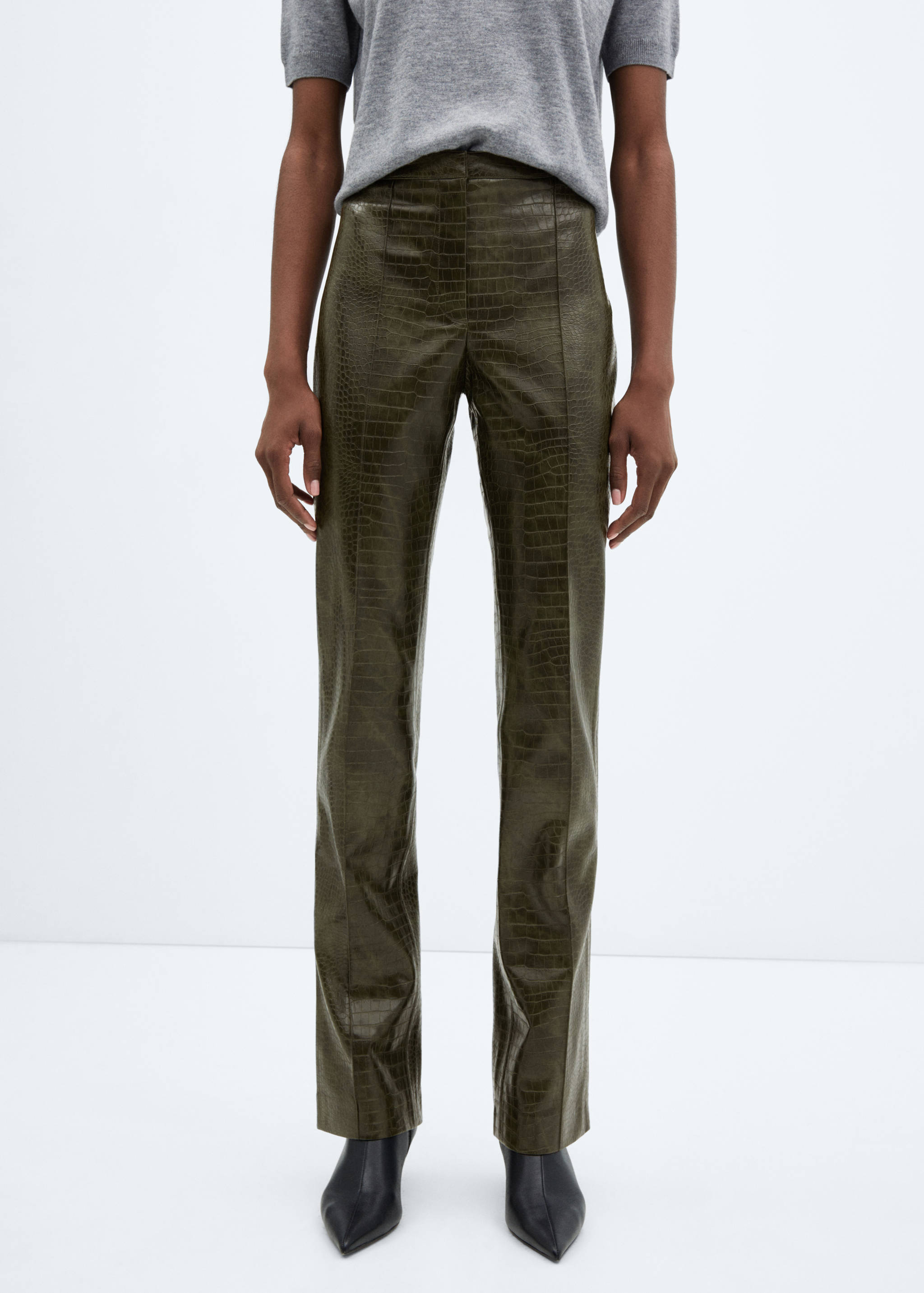 Flared pants with animal-print effect - Medium plane