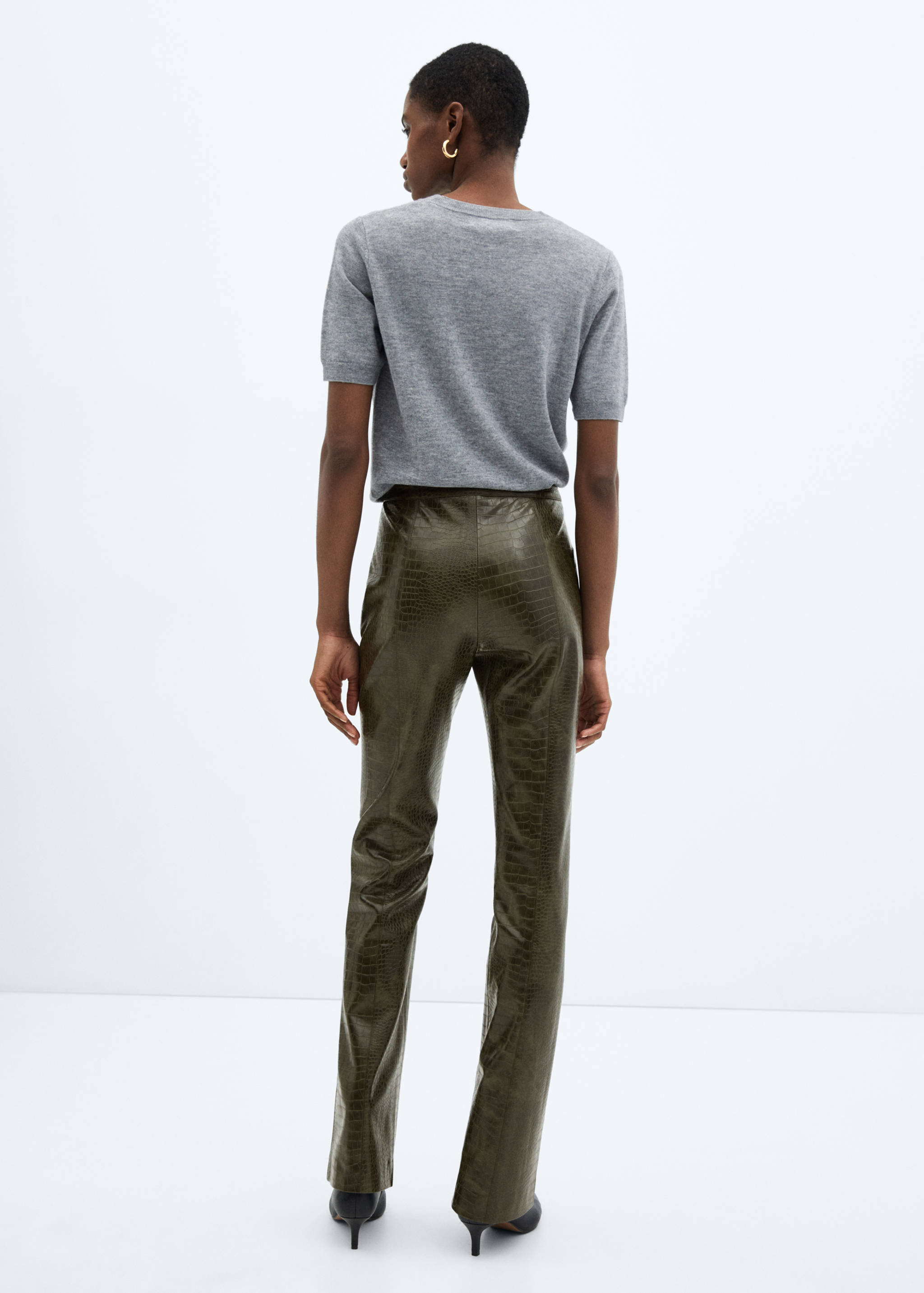 Flared pants with animal-print effect - Reverse of the article