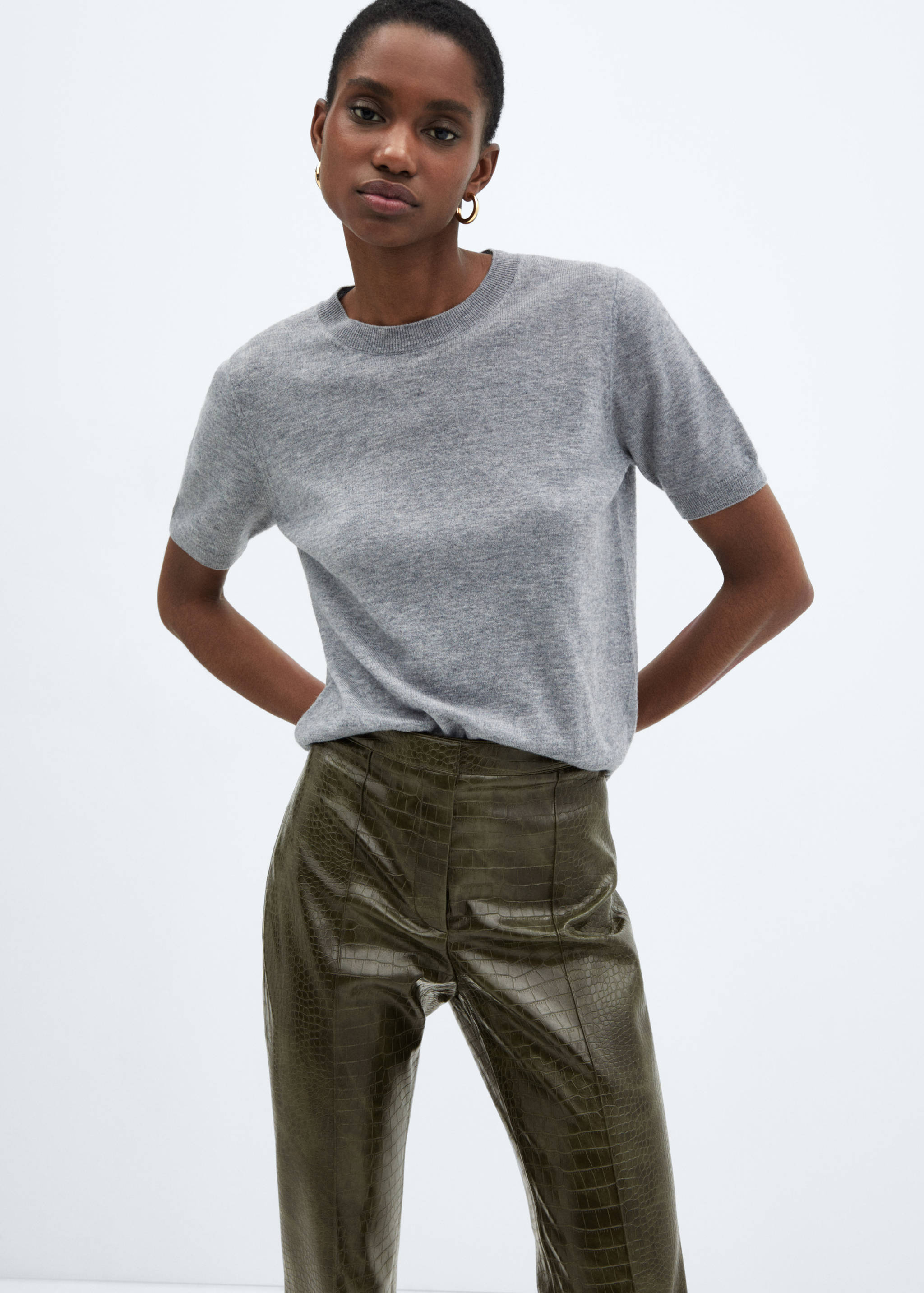 Flared pants with animal-print effect - Details of the article 1